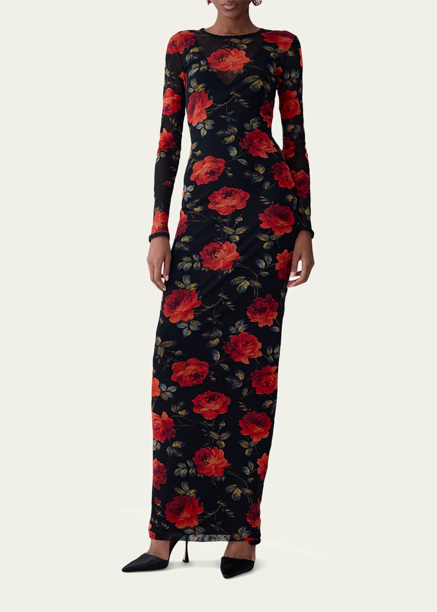 carolina herrera long sleeve dress Taffeta Long Shirt Dress with Bows navy
