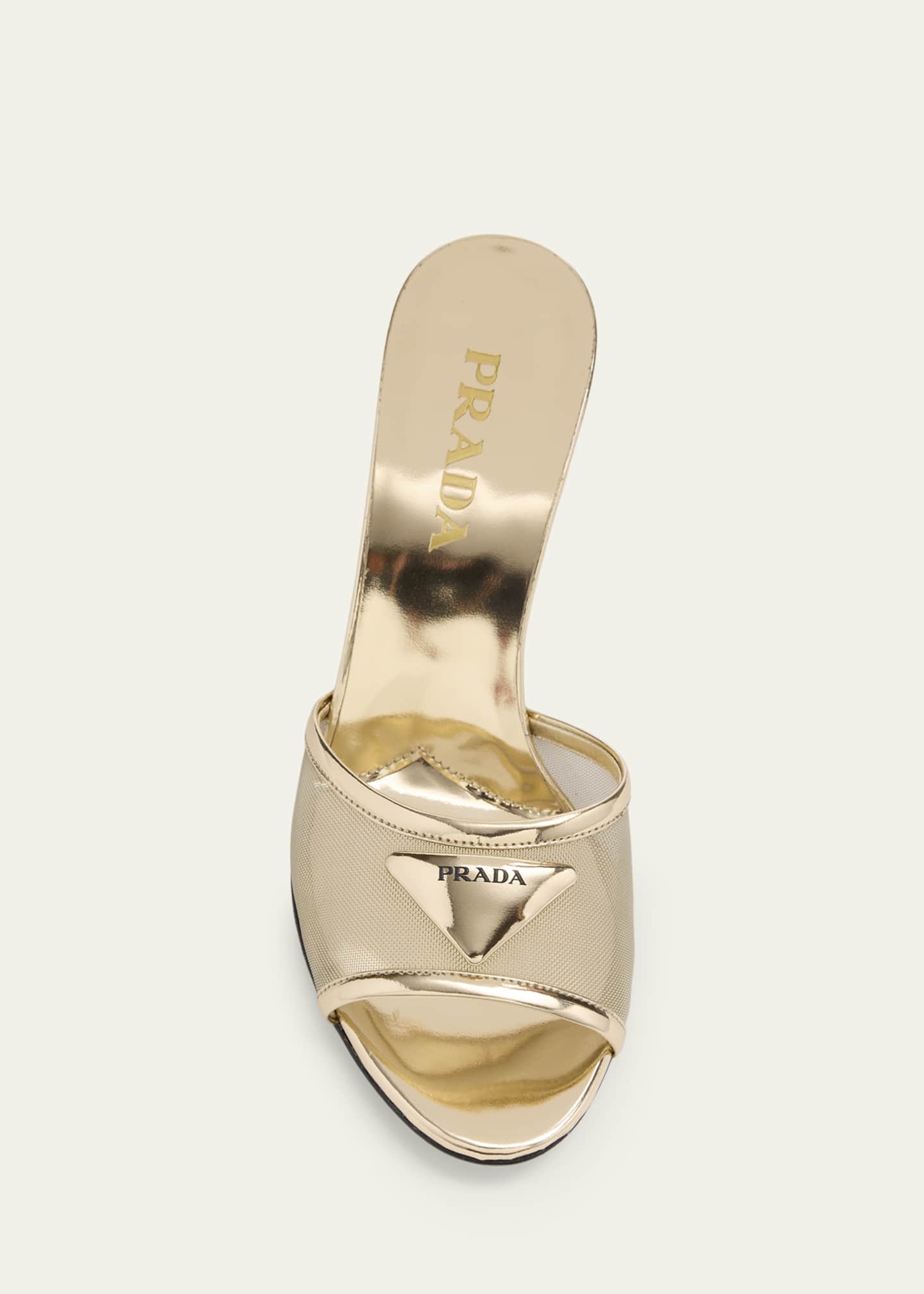 Prada 75mm Metallic Leather Mesh Sandals - Bergdorf Goodman