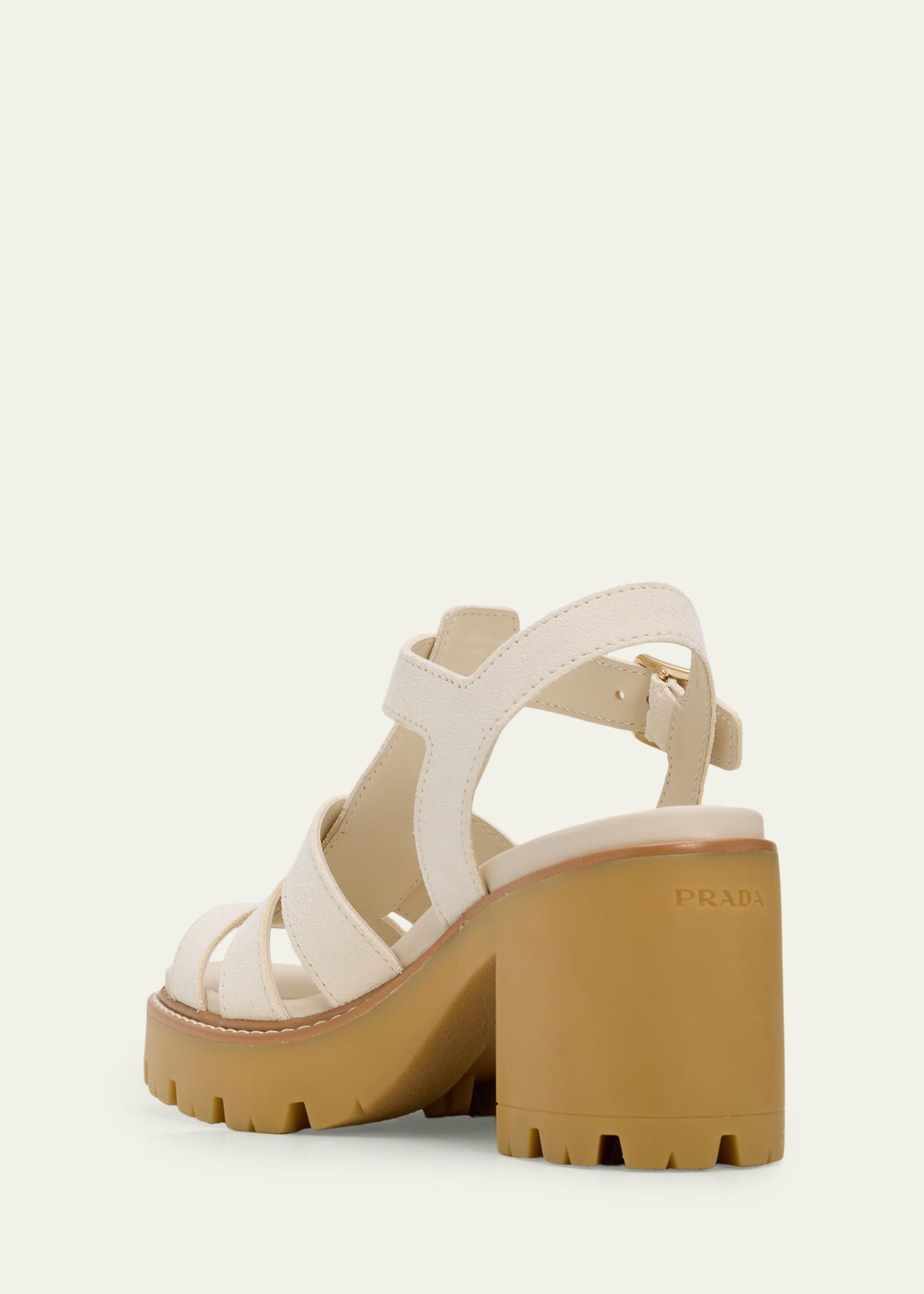 Prada 90mm Stride Suede Platform Fisherman Sandals - Bergdorf Goodman