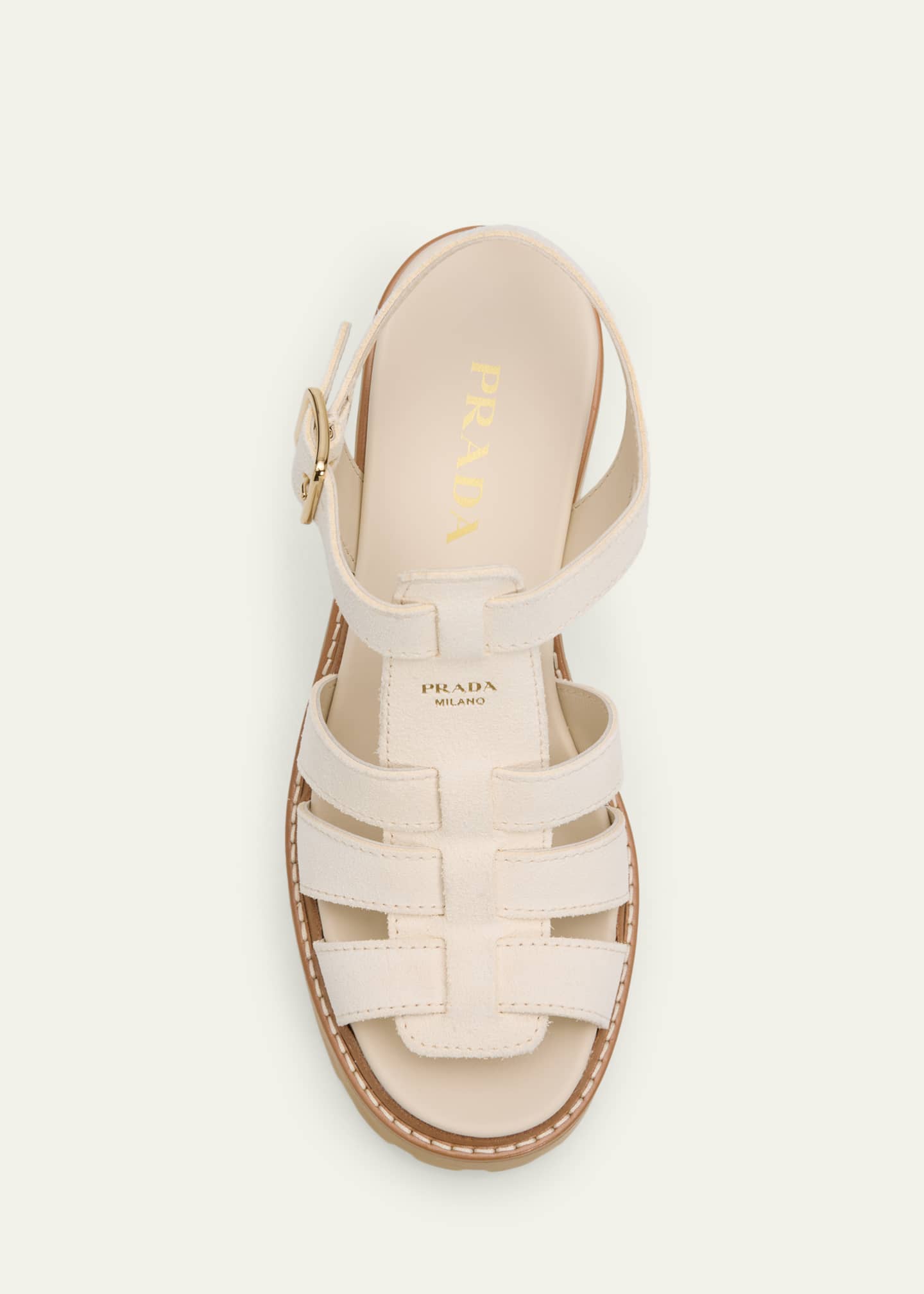 PRADA ラフィアーノサンダル36 Prada 90mm Stride Suede Platform Fisherman Sandals - Bergdorf Goodman