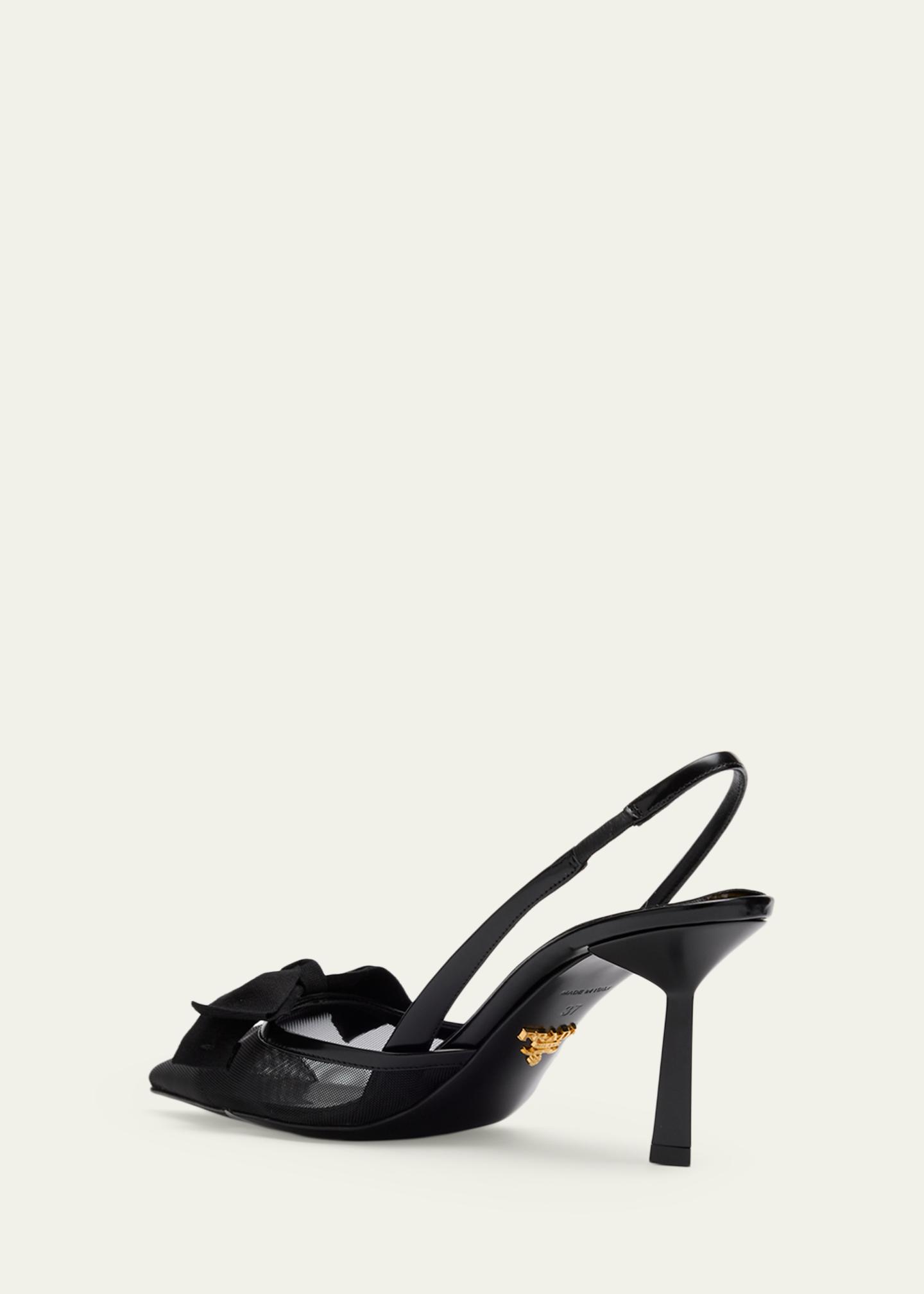 Prada 75mm Modellerie Bow Mesh Slingback Pumps - Bergdorf Goodman