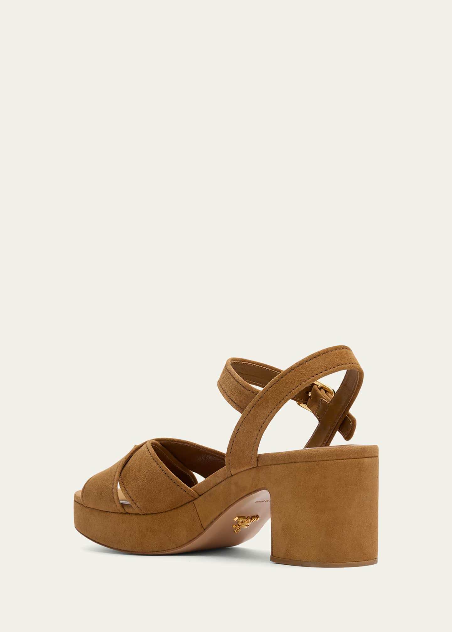 Prada Triangle Suede Platform Sandals - Bergdorf Goodman