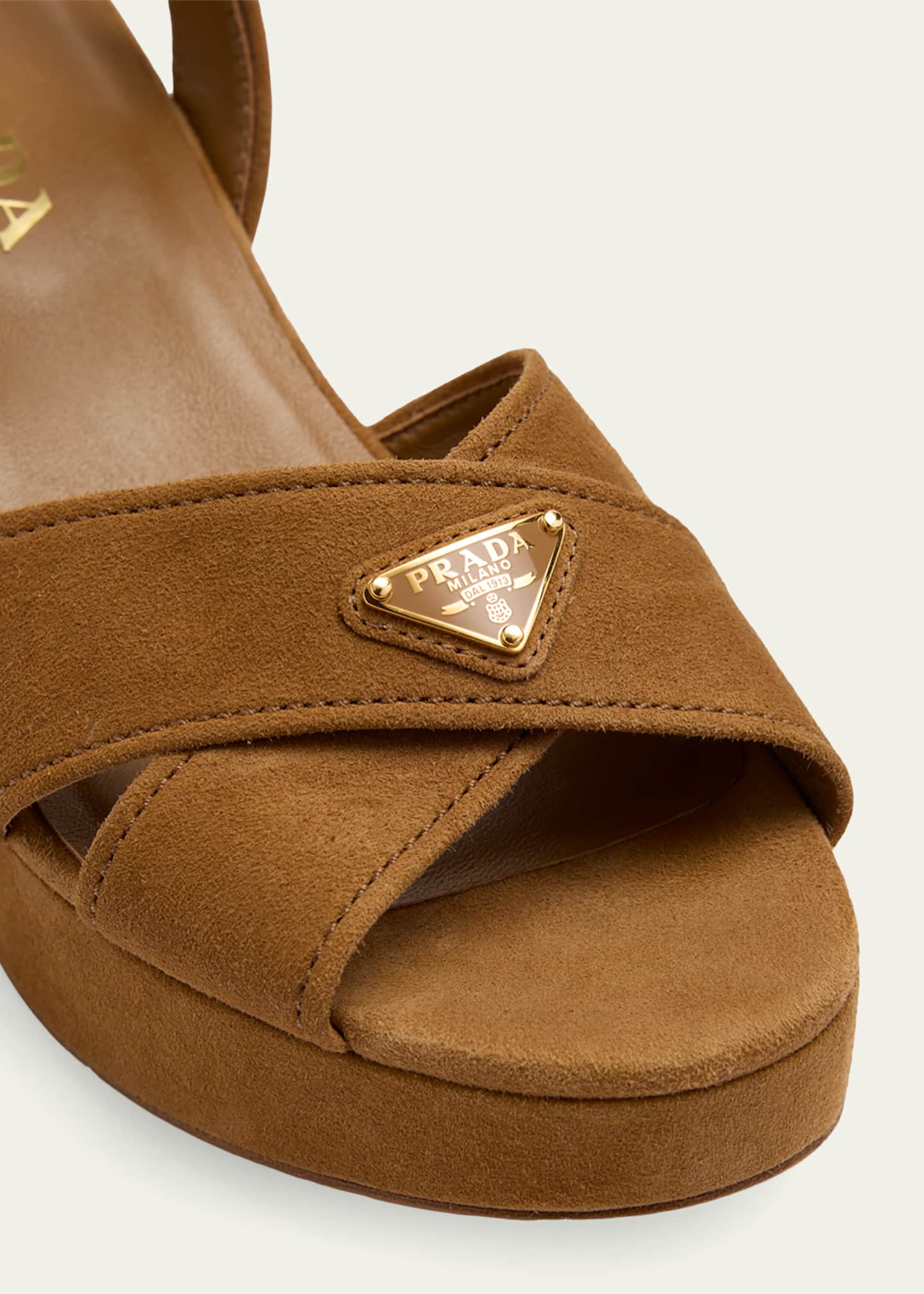 Prada Triangle Suede Platform Sandals - Bergdorf Goodman