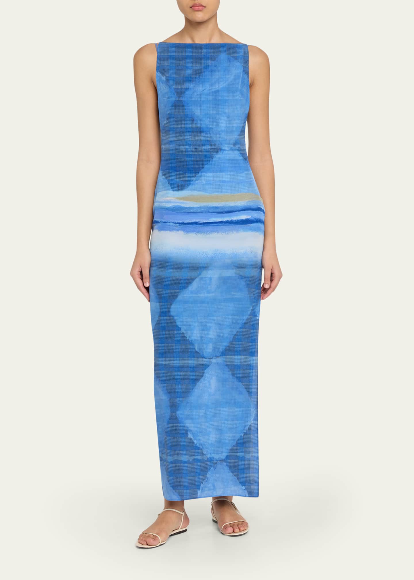 Sir Isla Printed Maxi Dress, Estela Azure, Women's, 3, Casual & Work Dresses Maxi Dresses