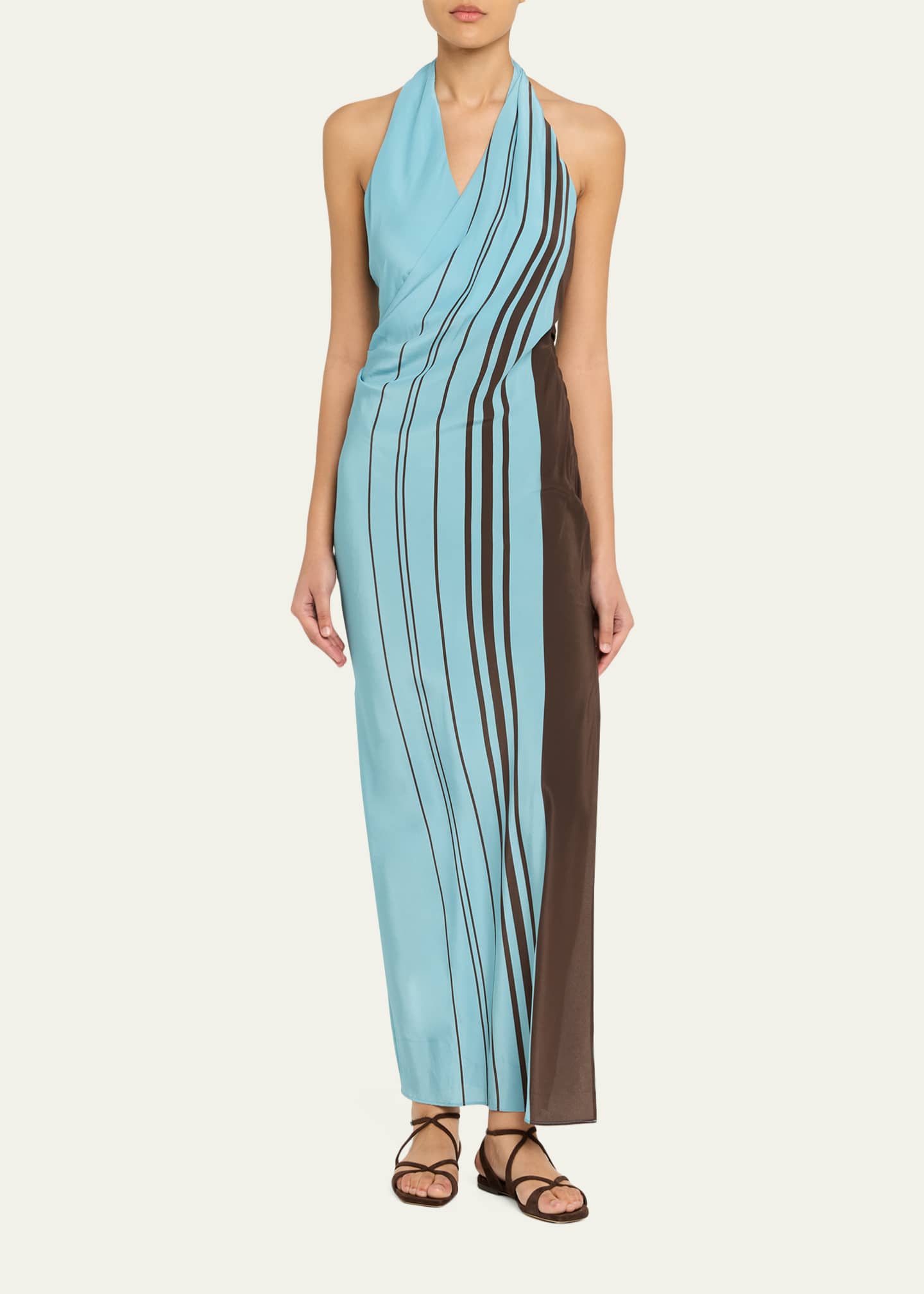 halter brown midi dress Bare Body Halter Chain Midi Dress – Naked Wardrobe main image 0