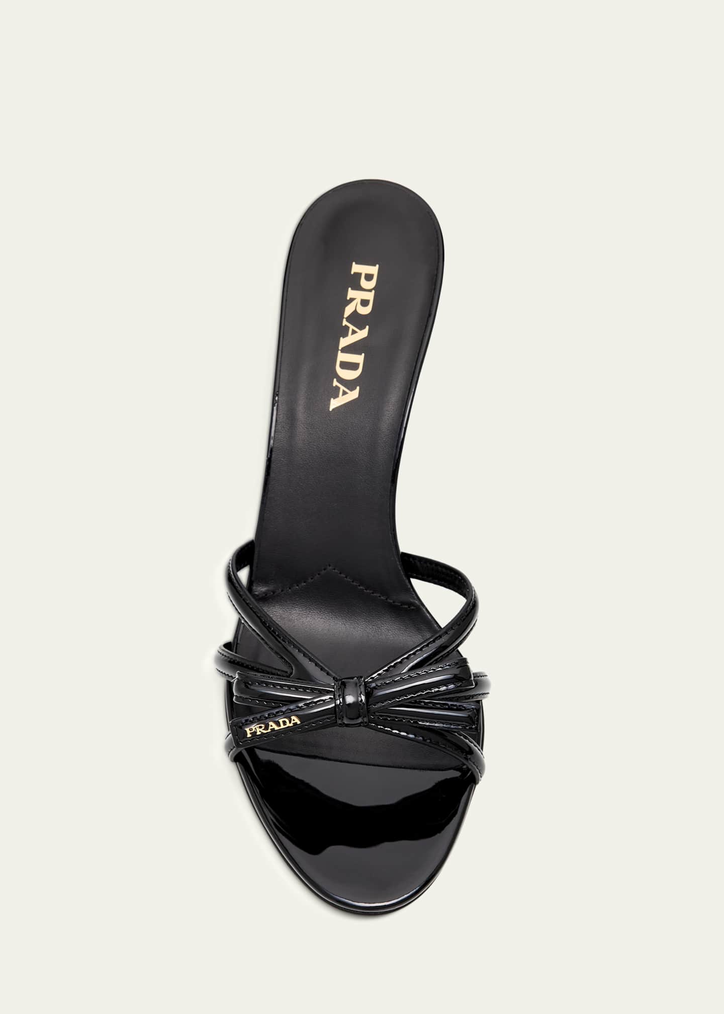 靴 Prada Knot Strap Mule Sandals 36.5 Prada 75mm Vernice Leather Mule Sandals - Bergdorf Goodman