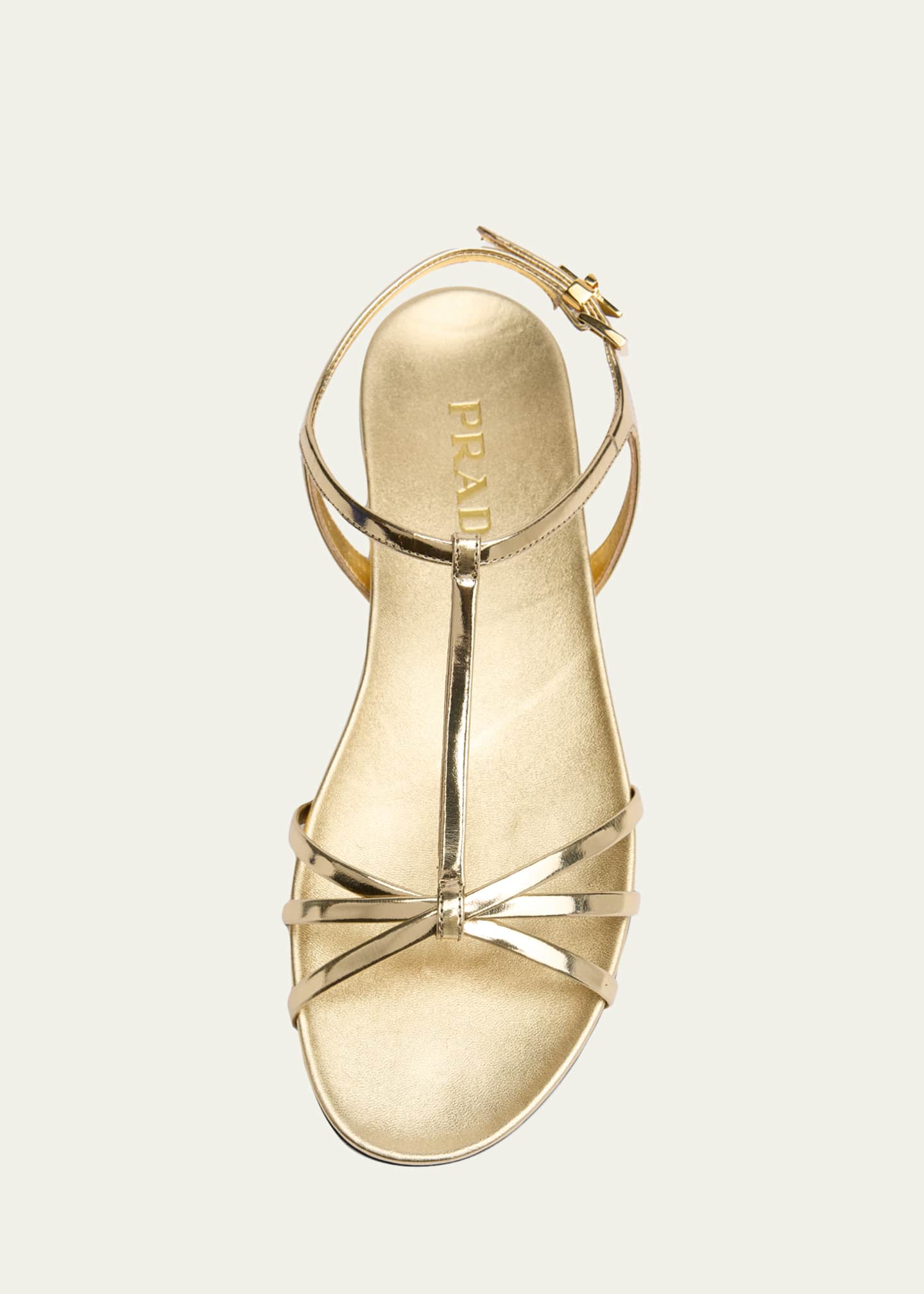 Prada Strappy Metallic Leather Flat Sandals - Bergdorf Goodman