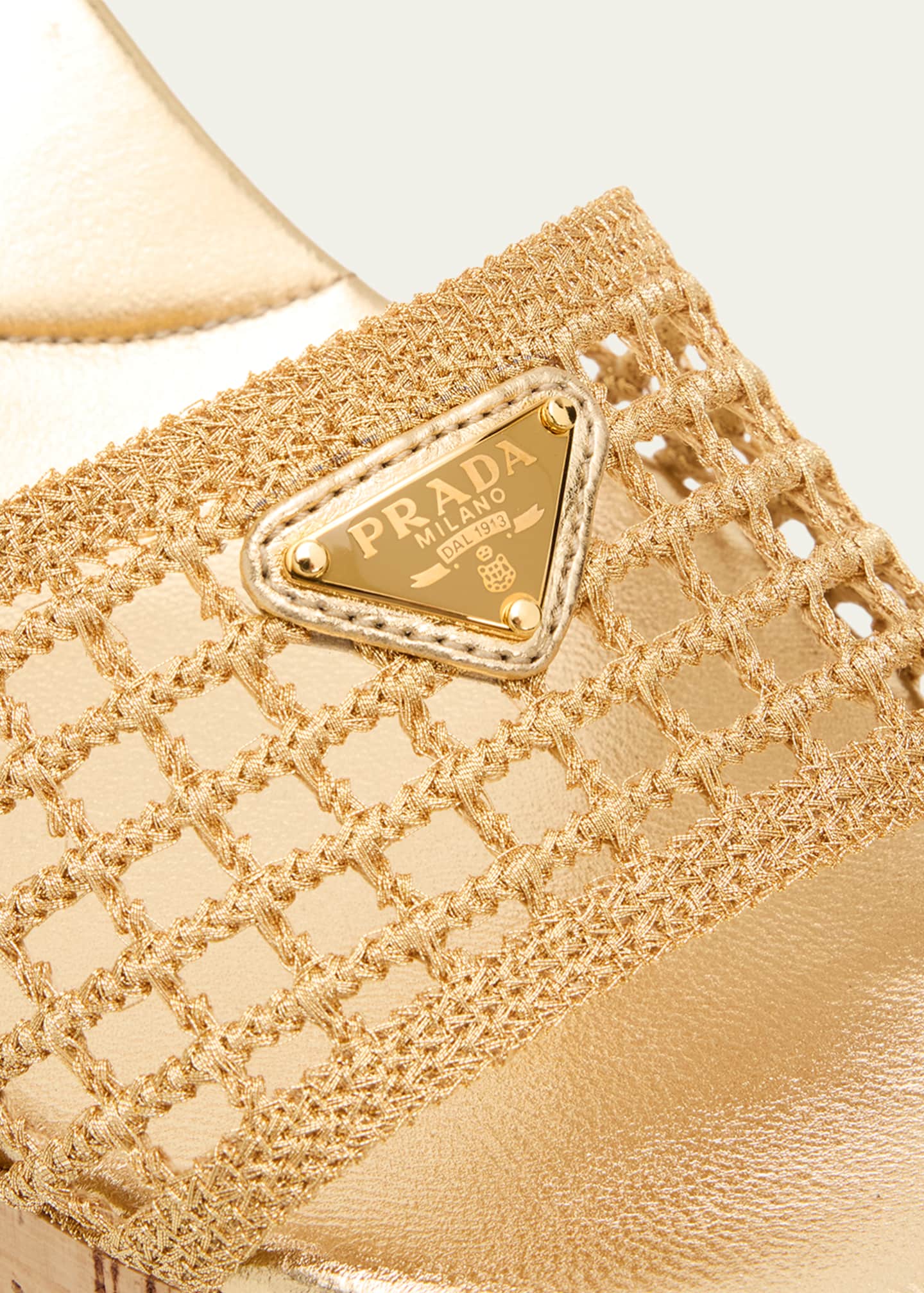 Prada 65mm Triangle Logo Crochet Platform Sandals - Bergdorf Goodman