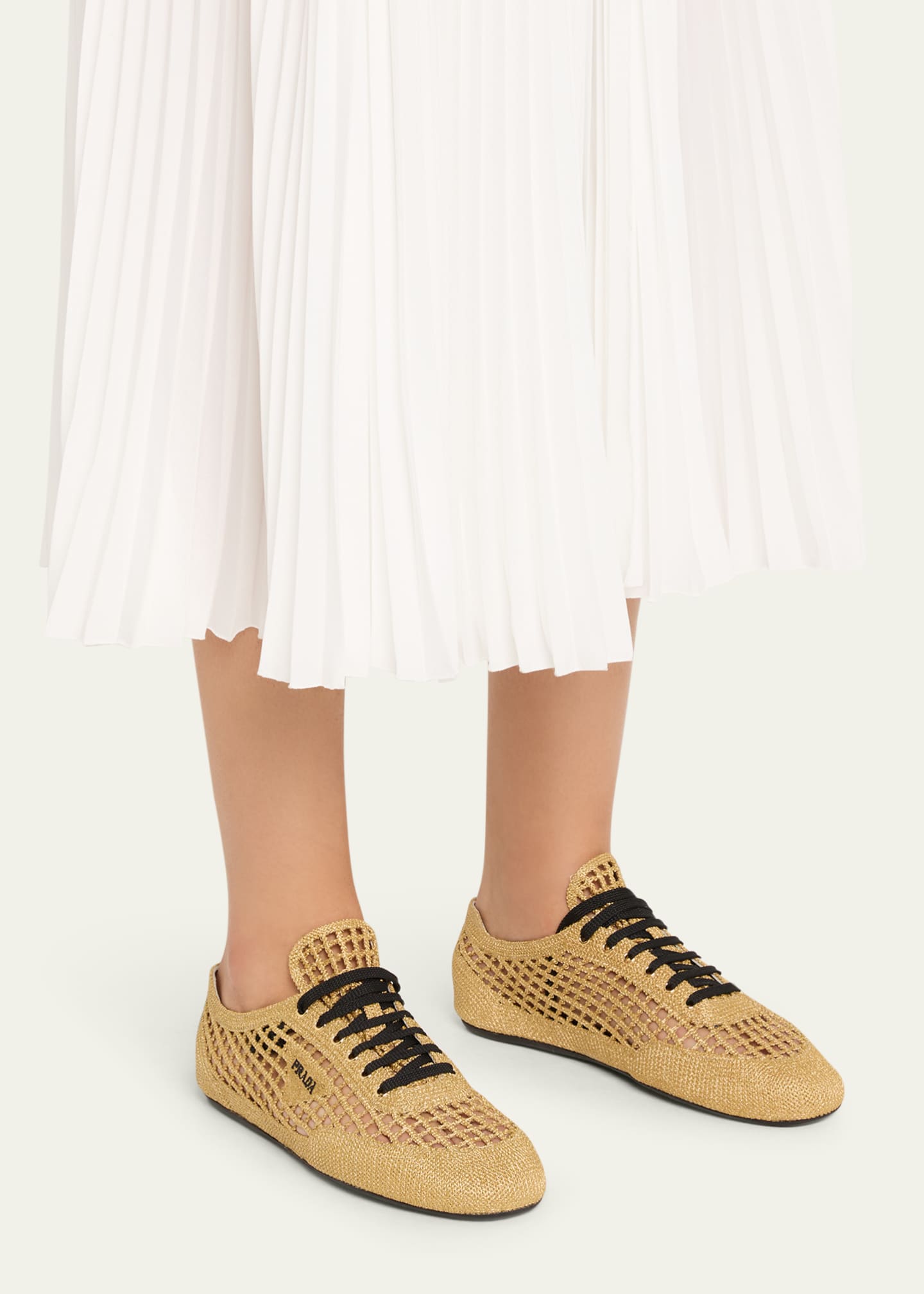 Prada Metallic Crochet Low-Top Sneakers - Bergdorf Goodman