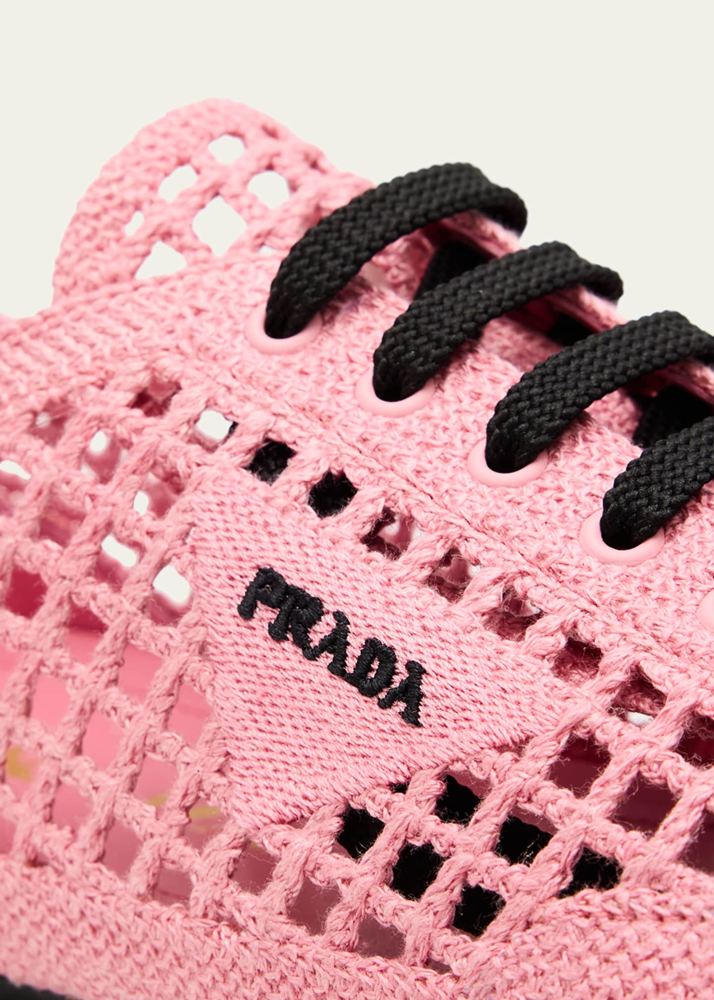 Prada Metallic Crochet Low-Top Sneakers - Bergdorf Goodman