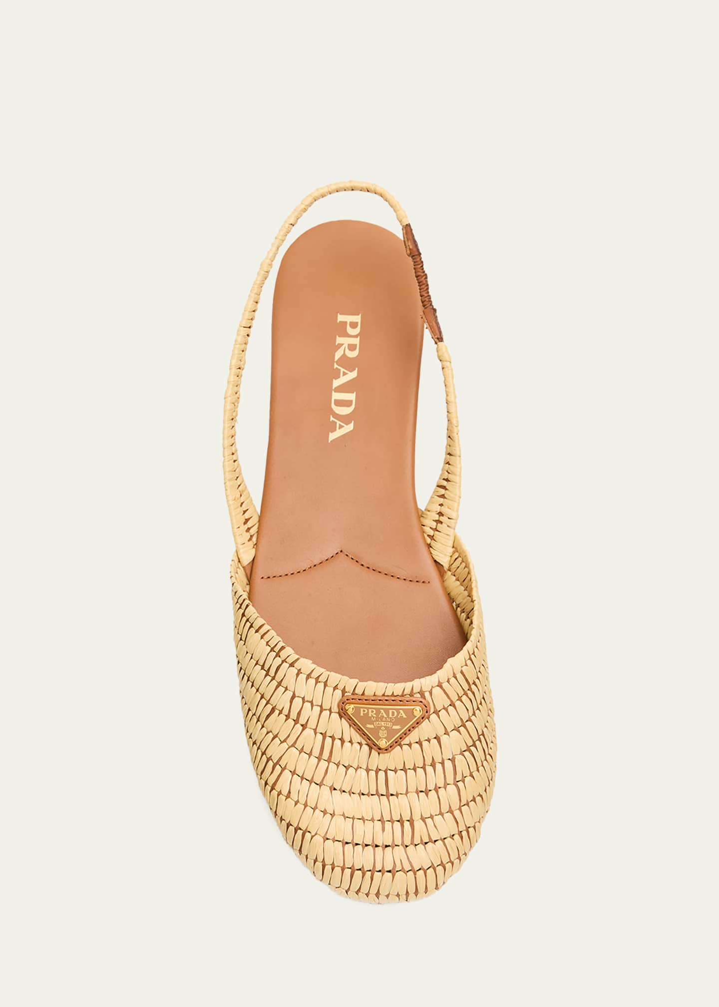 Prada 5mm Raffia Slingback Flats - Bergdorf Goodman