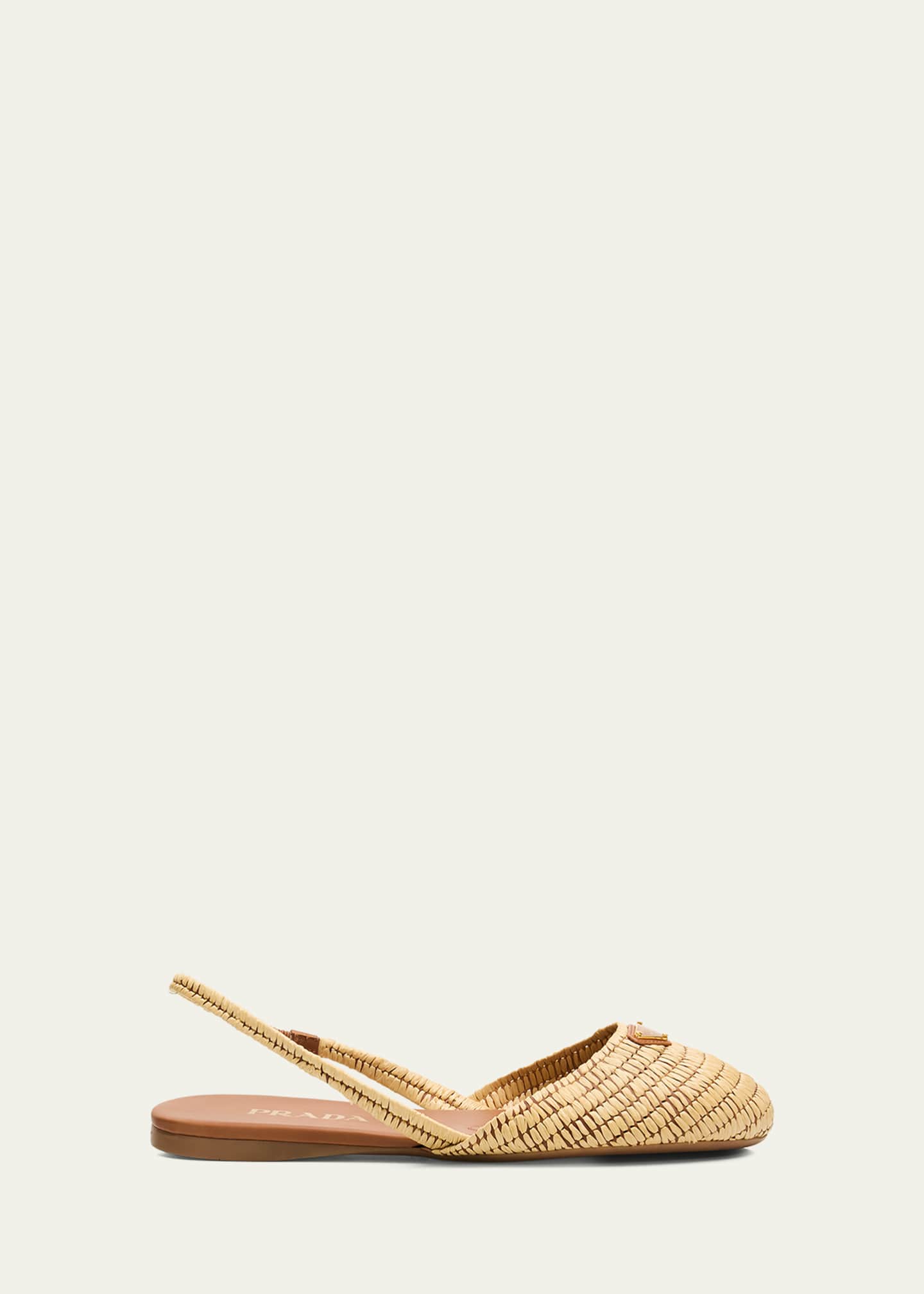 Prada 5mm Raffia Slingback Flats - Bergdorf Goodman