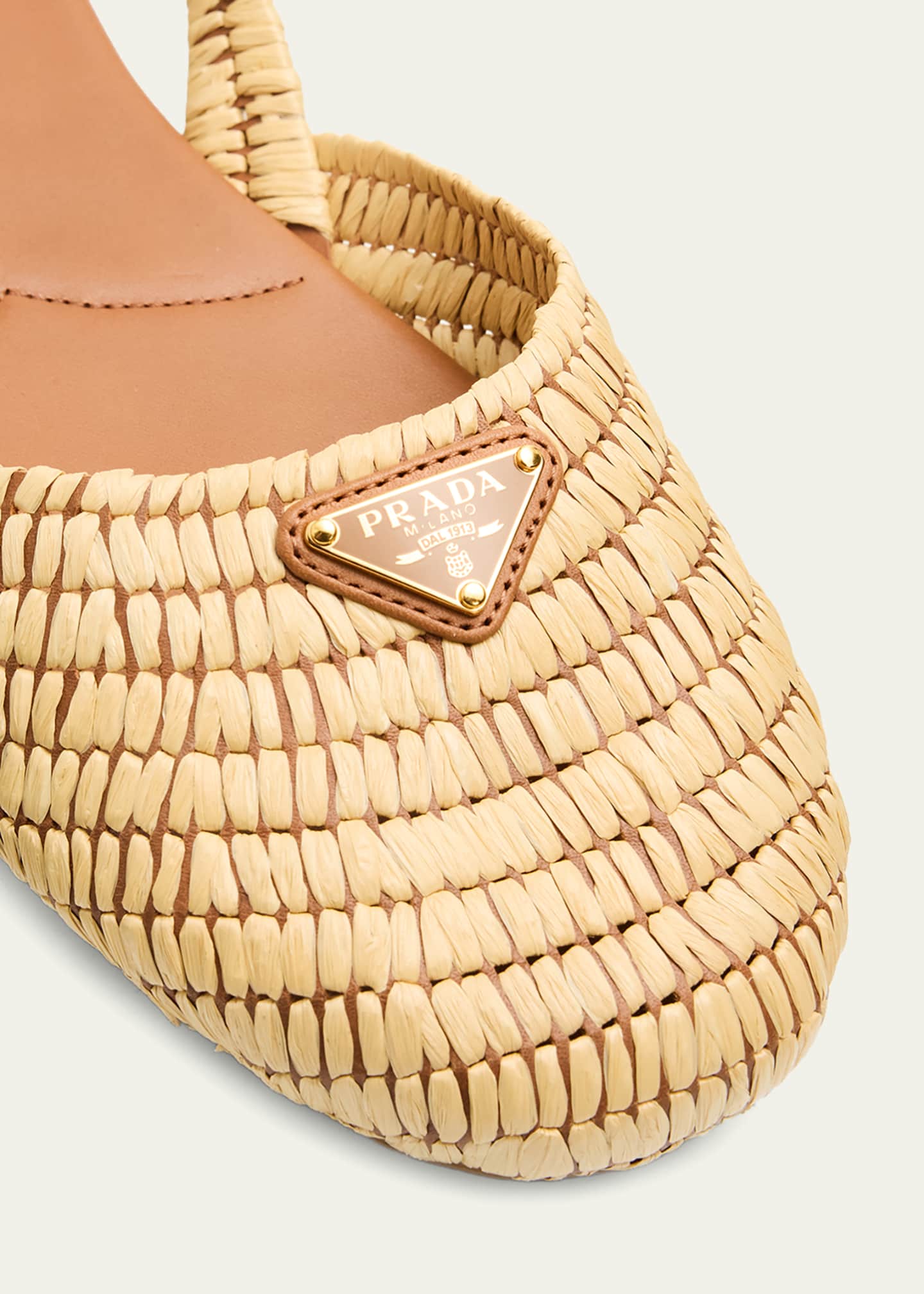 Prada 5mm Raffia Slingback Flats - Bergdorf Goodman