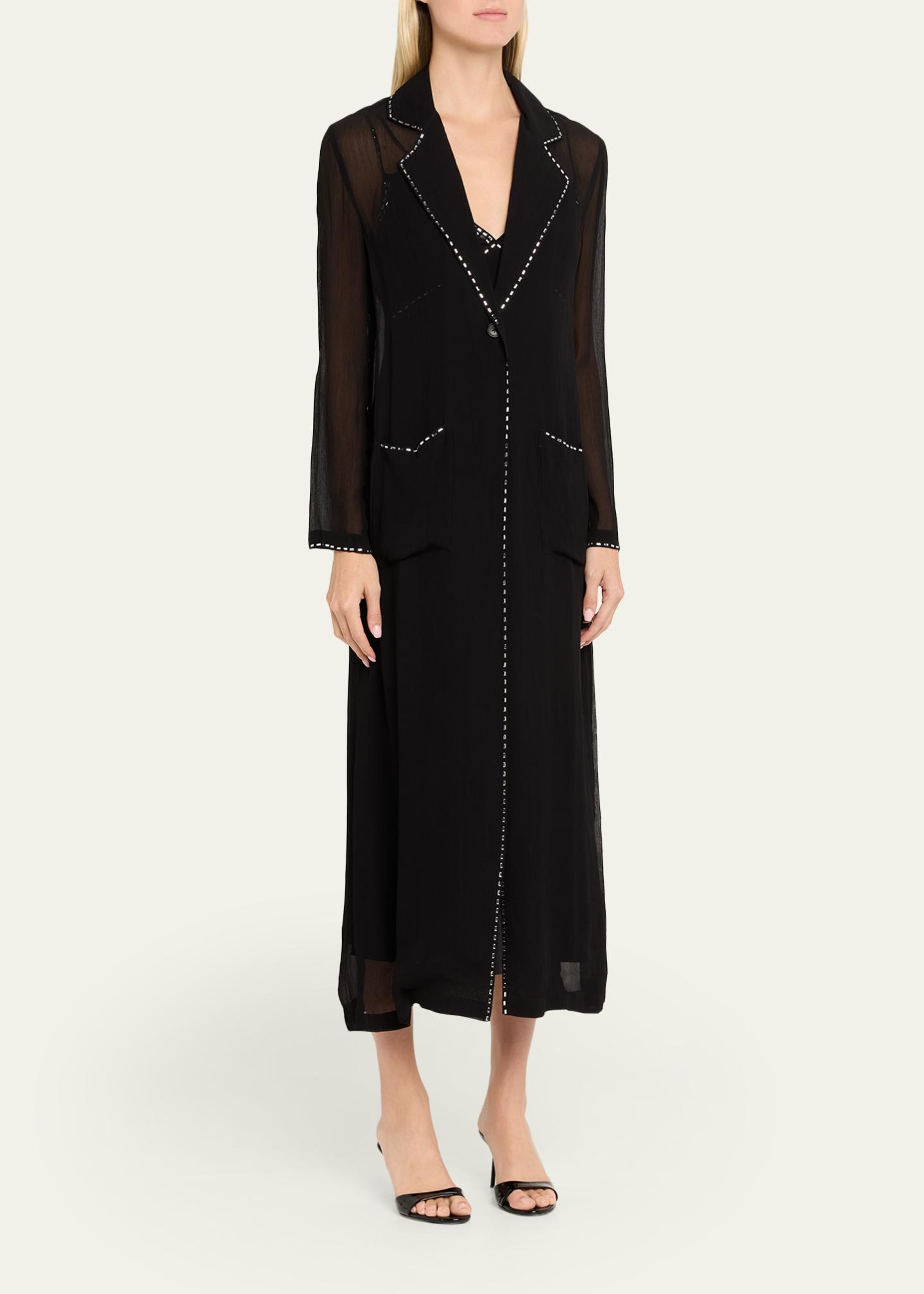 Diane von Furstenberg Vesper Crystal-Trim Chiffon Duster 