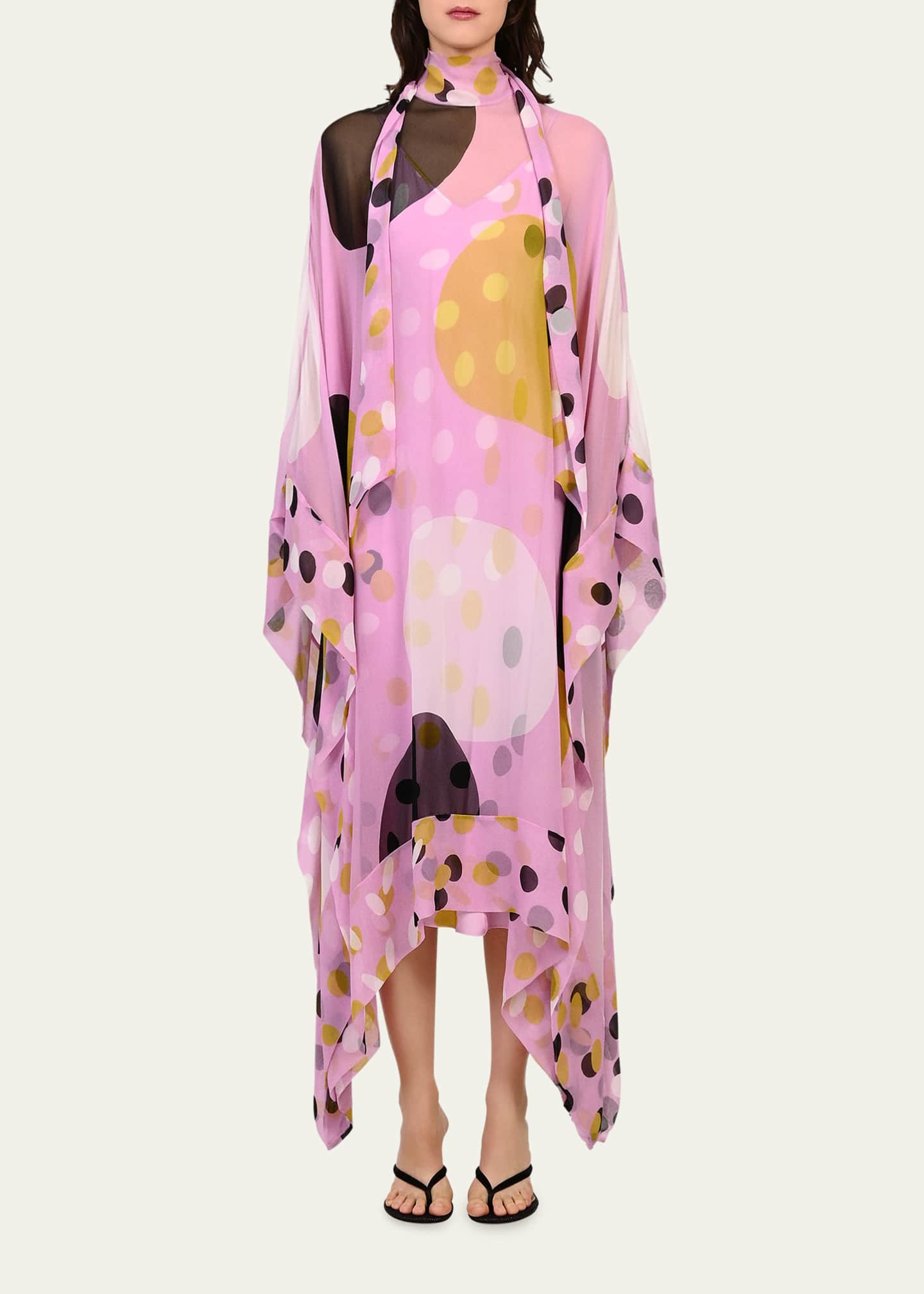 Diane von Furstenberg Fortuna Polka Dot Silk Chiffon Maxi Dress