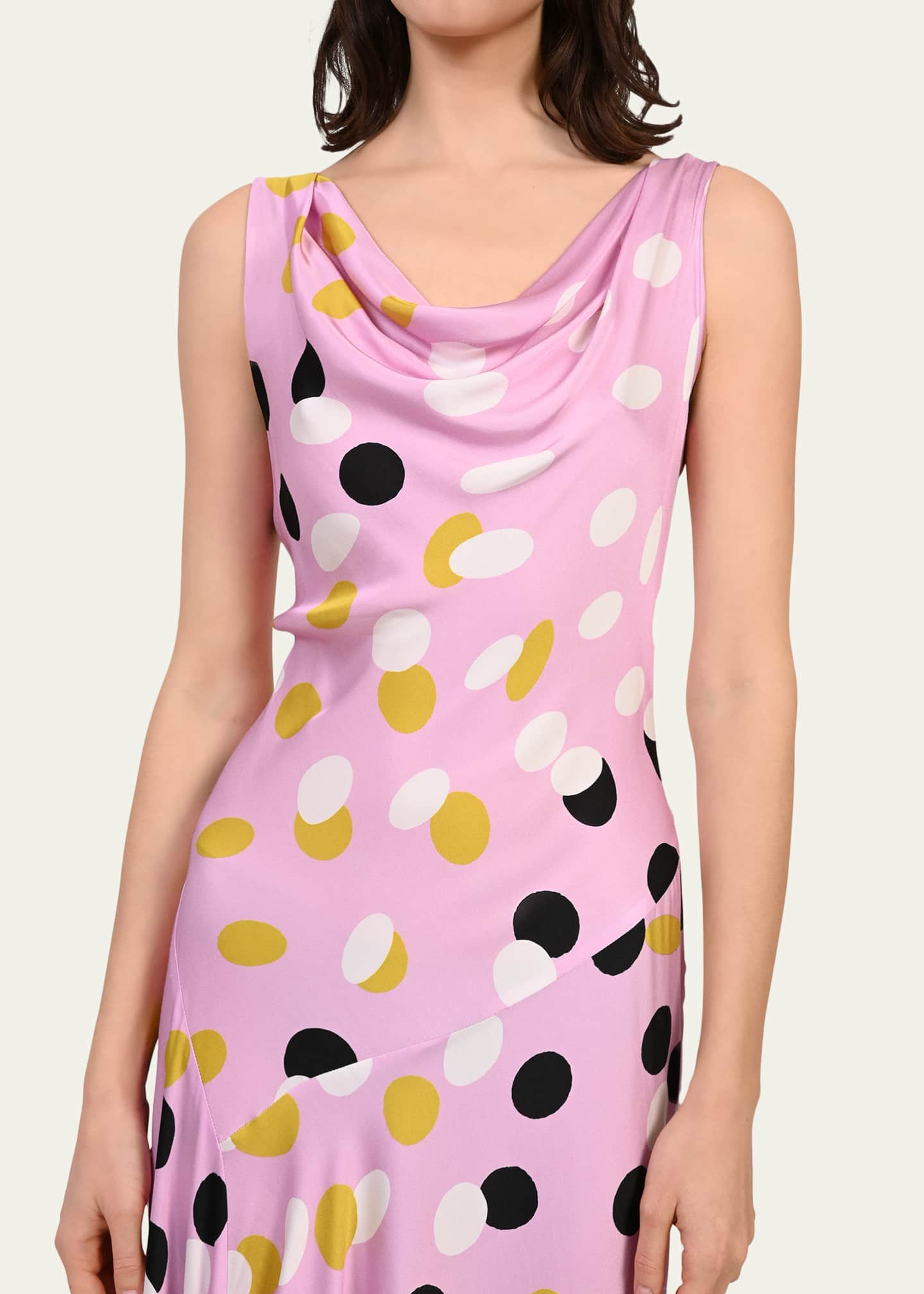 Diane von Furstenberg Cosette Asymmetric Polka Dot Satin Maxi Dress ...