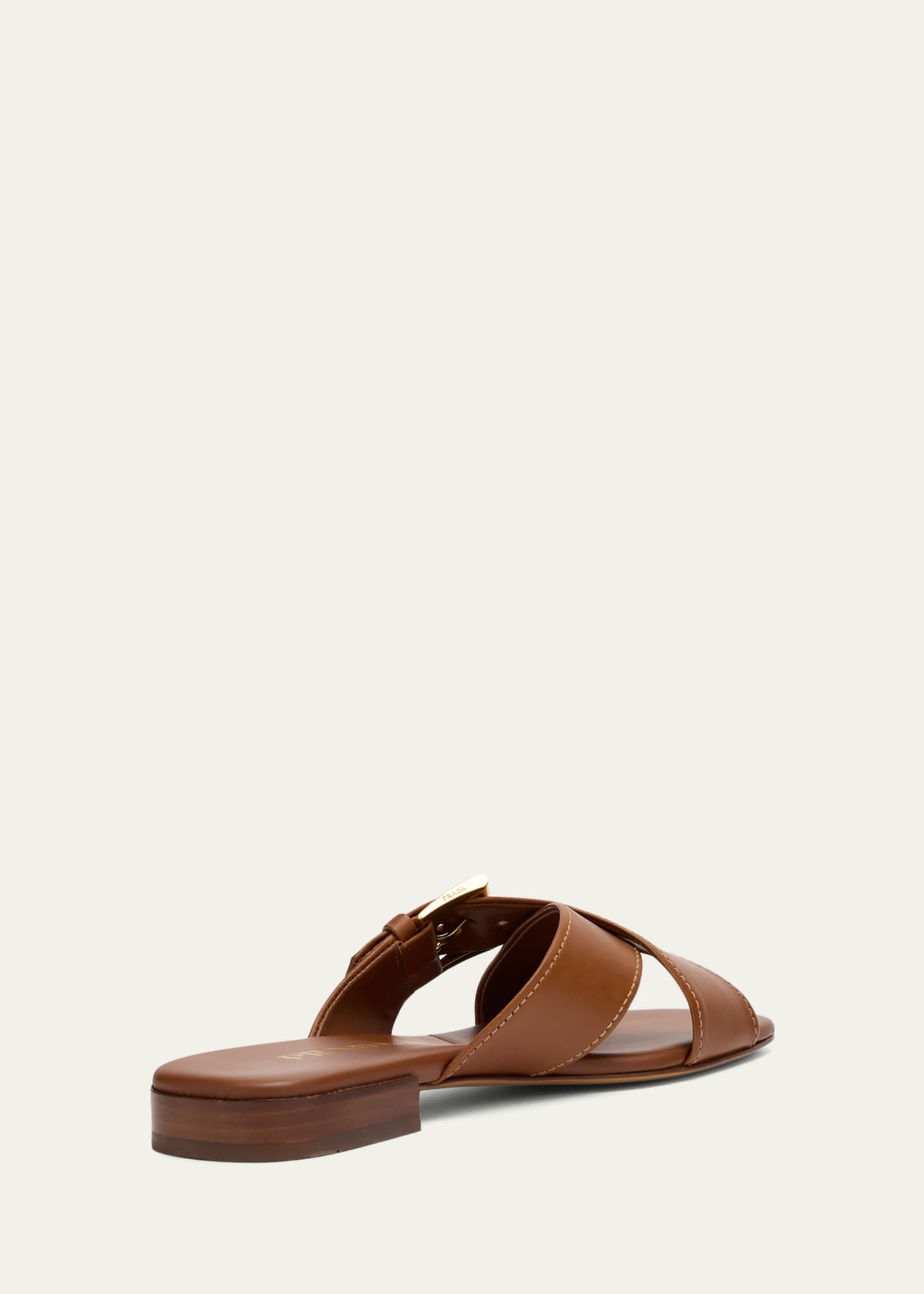 Prada Triangle Leather Slide Sandals - Bergdorf Goodman
