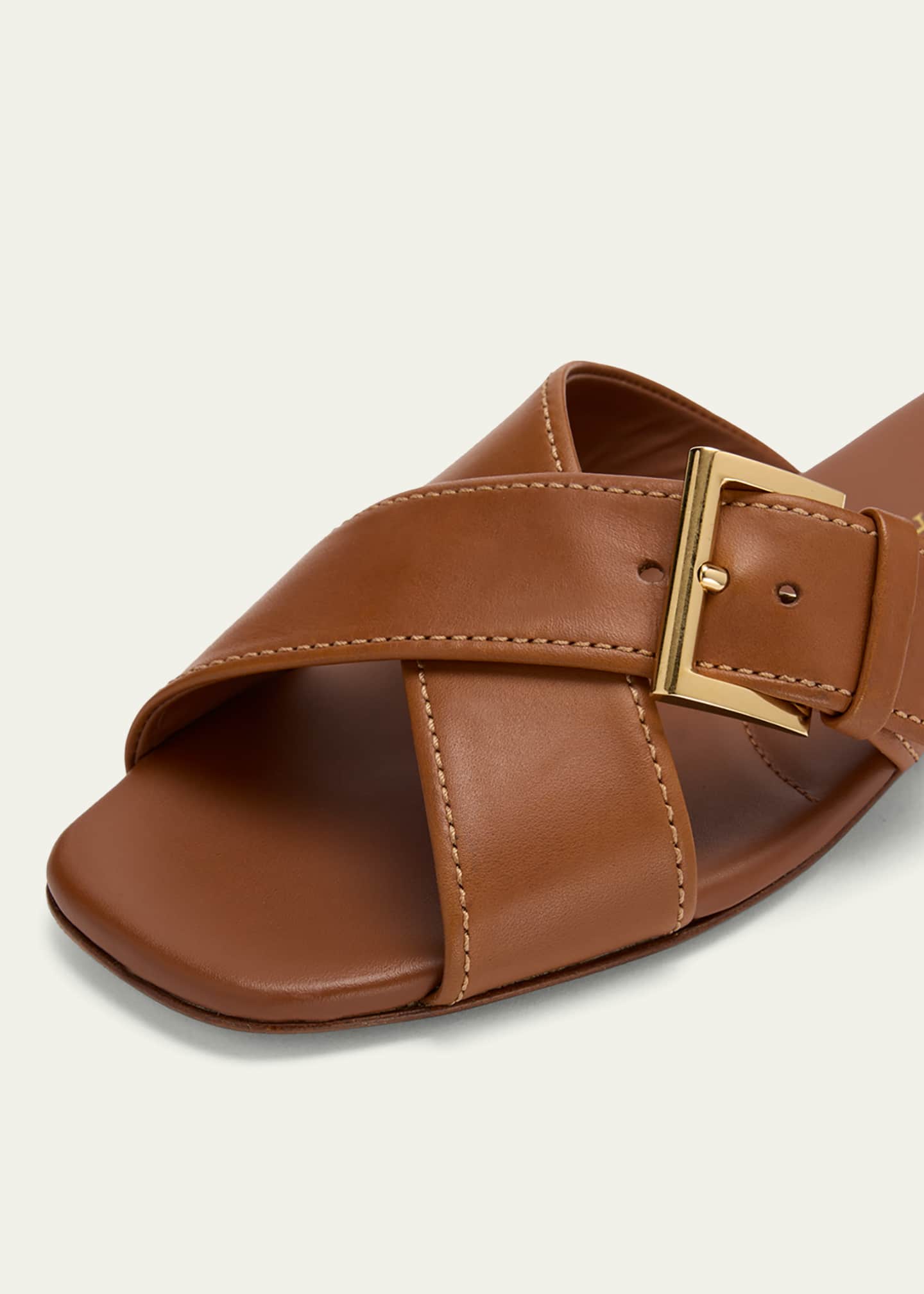 Prada Triangle Leather Slide Sandals - Bergdorf Goodman