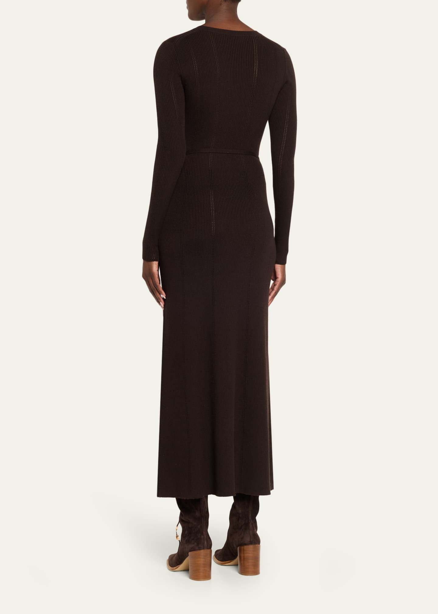 Imagene Pointelle Knit Midi Dress in Chocolate Merino Wool M / Chocolate