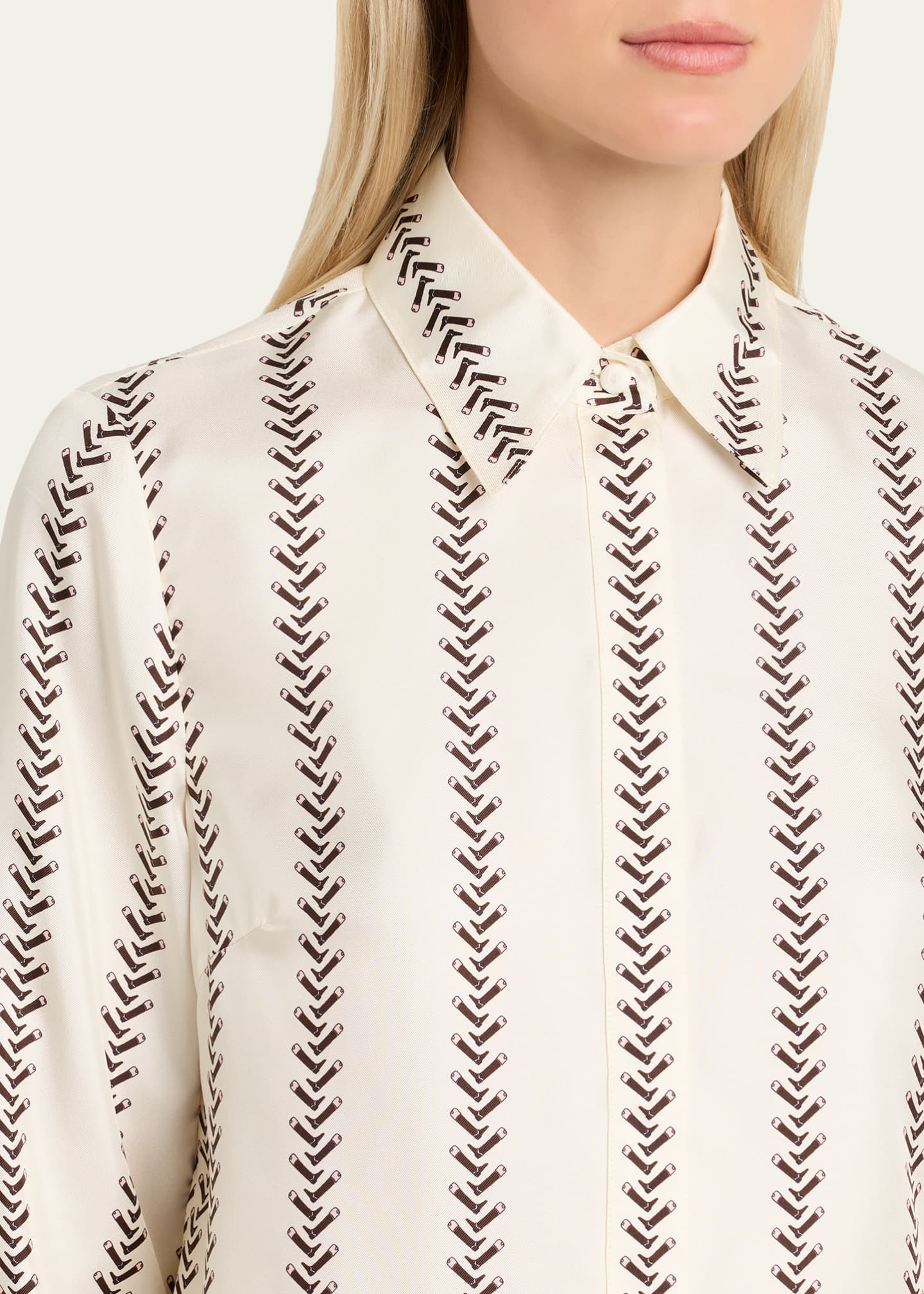 Gabriela Hearst Cruz Riding-Boot Striped Silk Button-Down Shirt