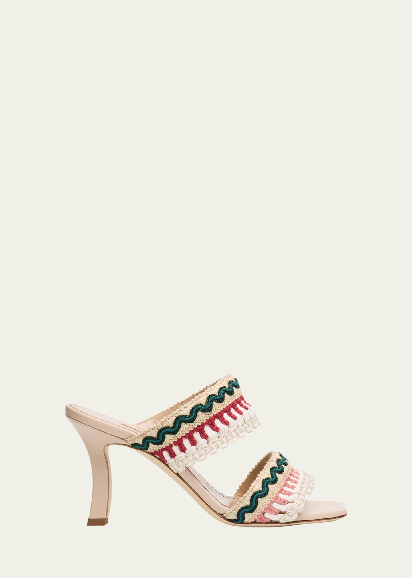 Manolo Blahnik 90mm Mabecomu Embroidered Mule Sandals - Bergdorf