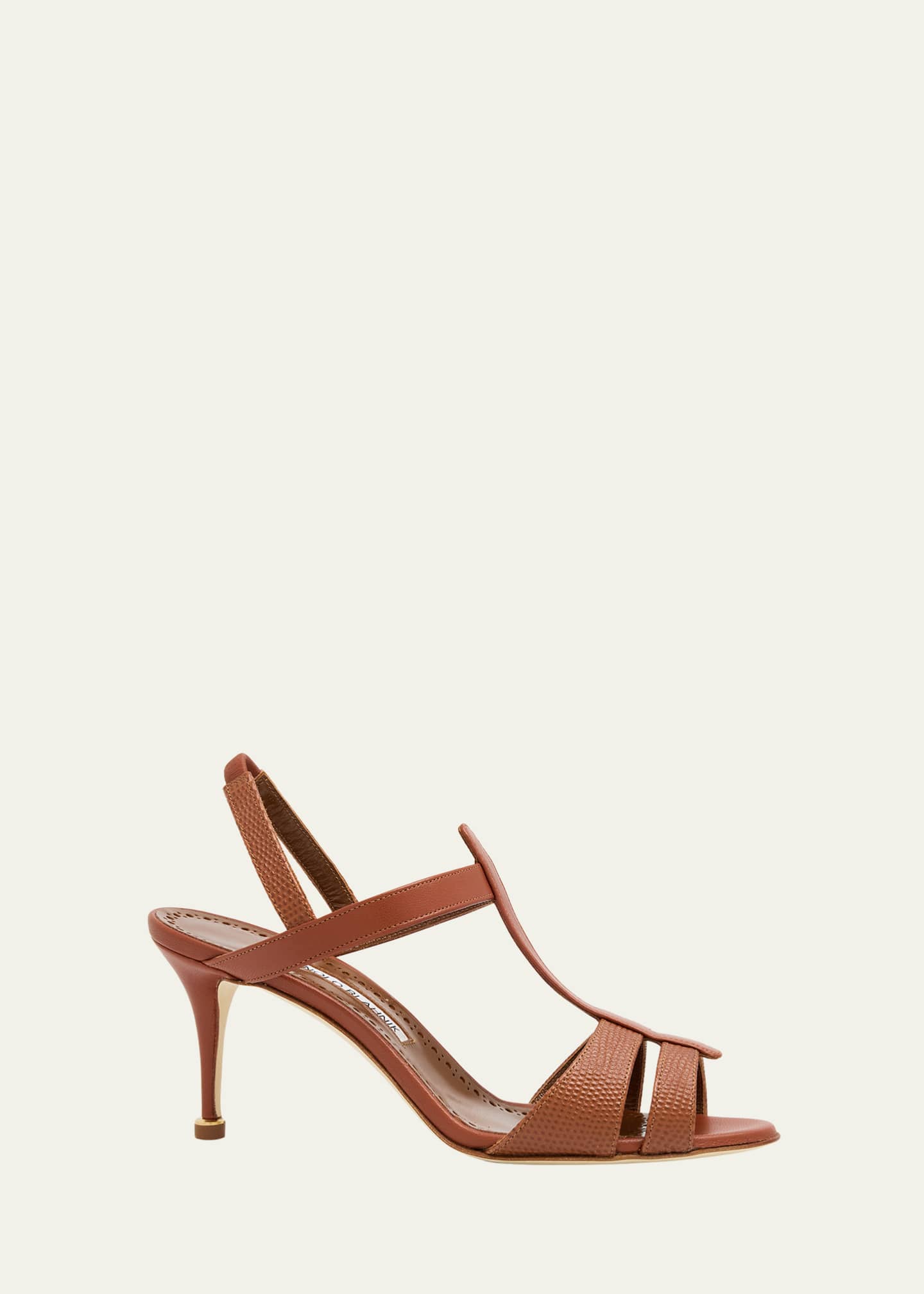 Manolo Blahnik 70mm Retaux Metallic Leather Sandals - Bergdorf Goodman
