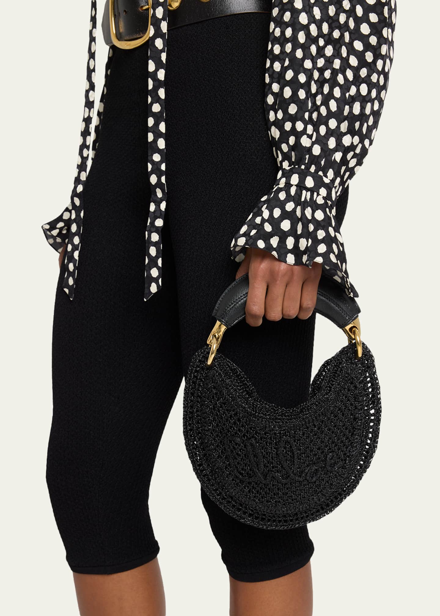 Chloe Summer Banana Mini Hobo Bag in Metallic Crochet - Bergdorf