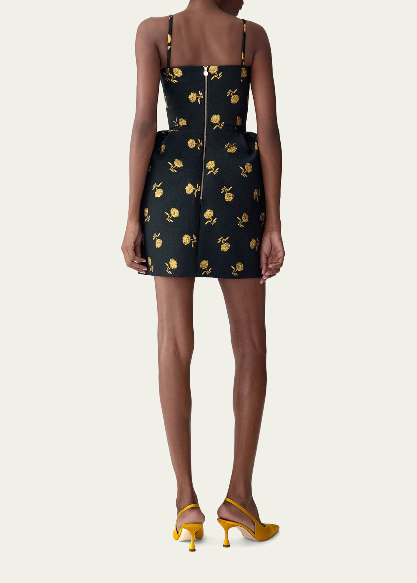 carolina herrera embroidered mini dress Carolina Herrera Embroidered Puff-Sleeve Mini Dress, Black Multi, Women's, 10, Cocktail & Party Wedding Guest Dresses Balloon Puff Sleeve Dresses