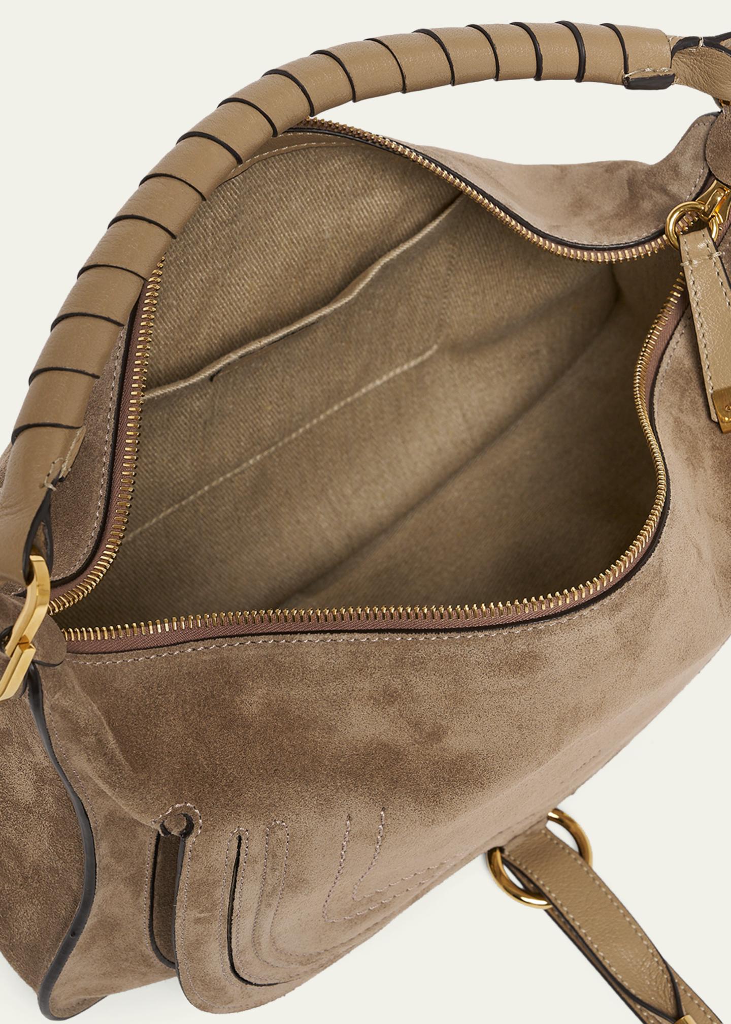 Chloe Marcie Medium Saddle Shoulder Bag in Suede - Bergdorf Goodman