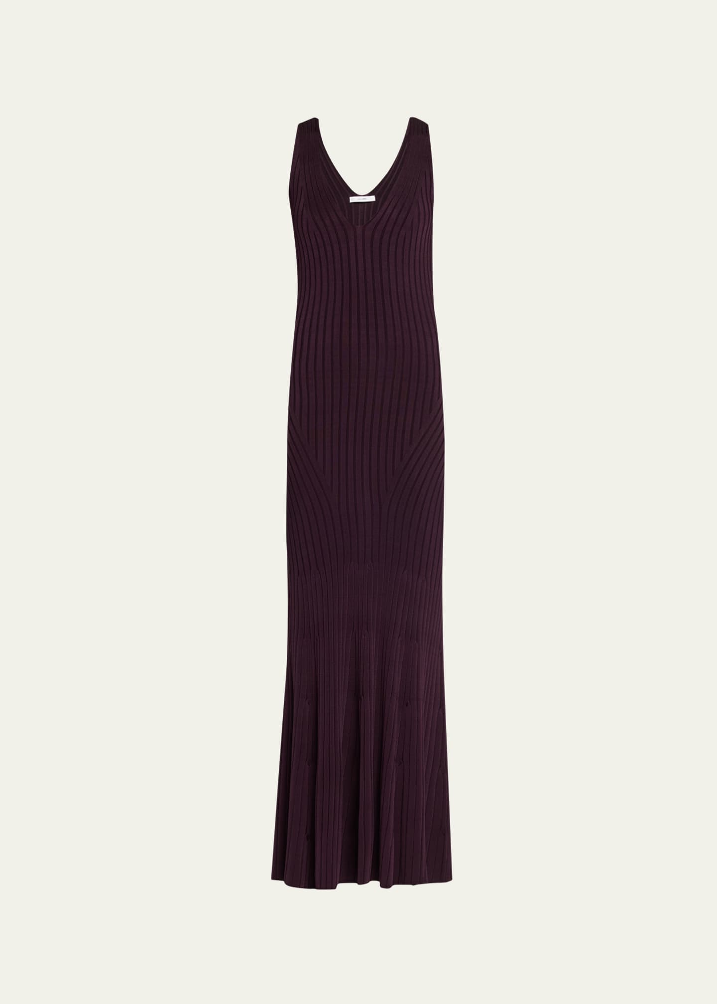 Adam Lippes Twyla Sleeveless Ribbed Midi Dress - Aubergine
