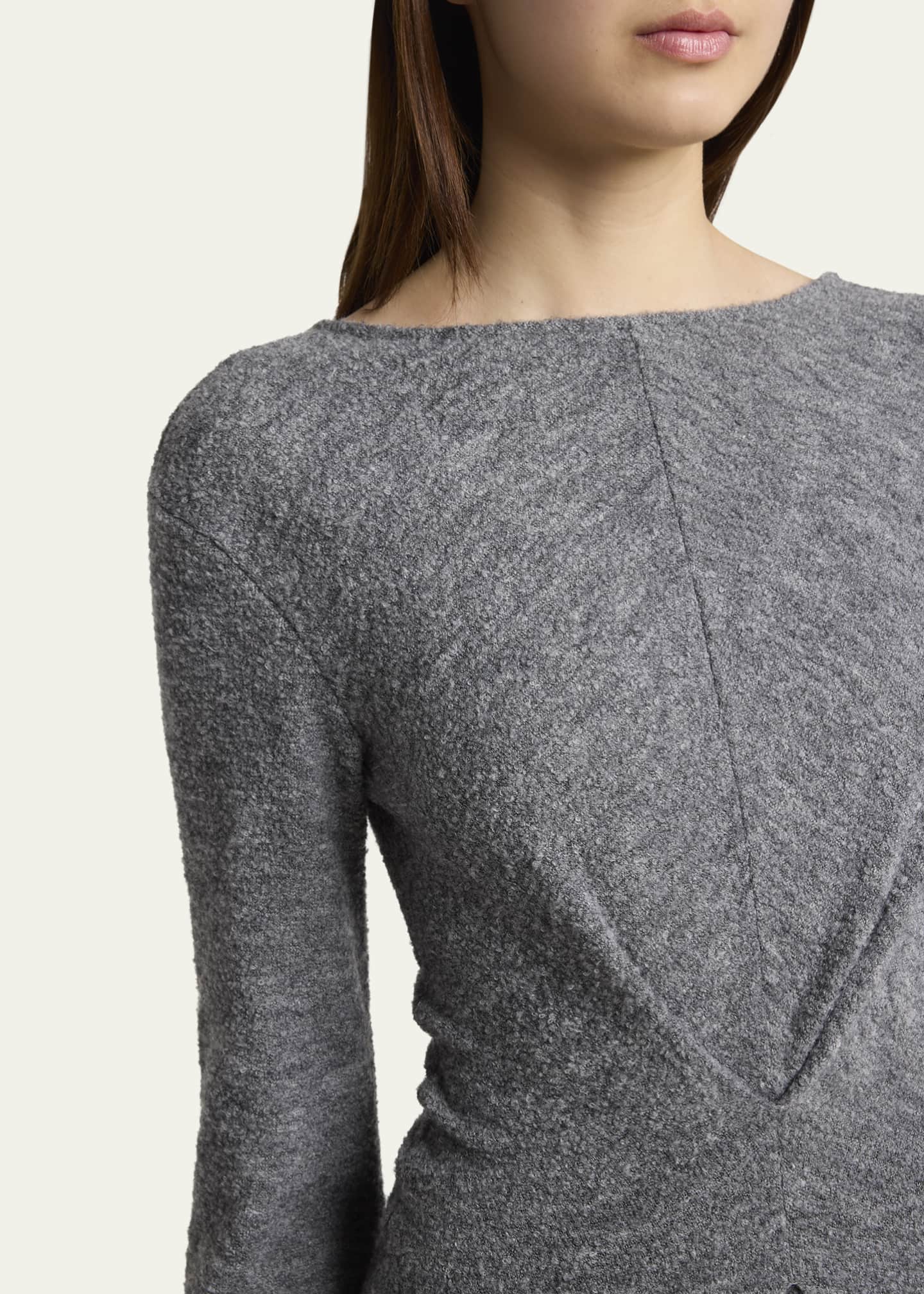 grey wool long sleeve dress Grey Wool Midi Dress  Long Sleeve Elegant Winter Dress with Pockets 3849 Grey / XS