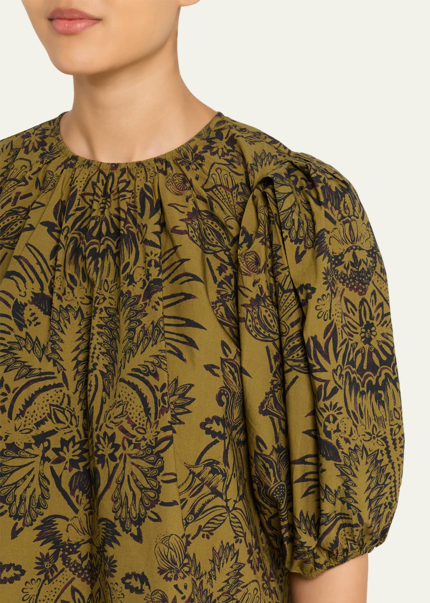 Ulla Johnson Frantiska Floral Poplin Puff-Sleeve Blouse - Bergdorf