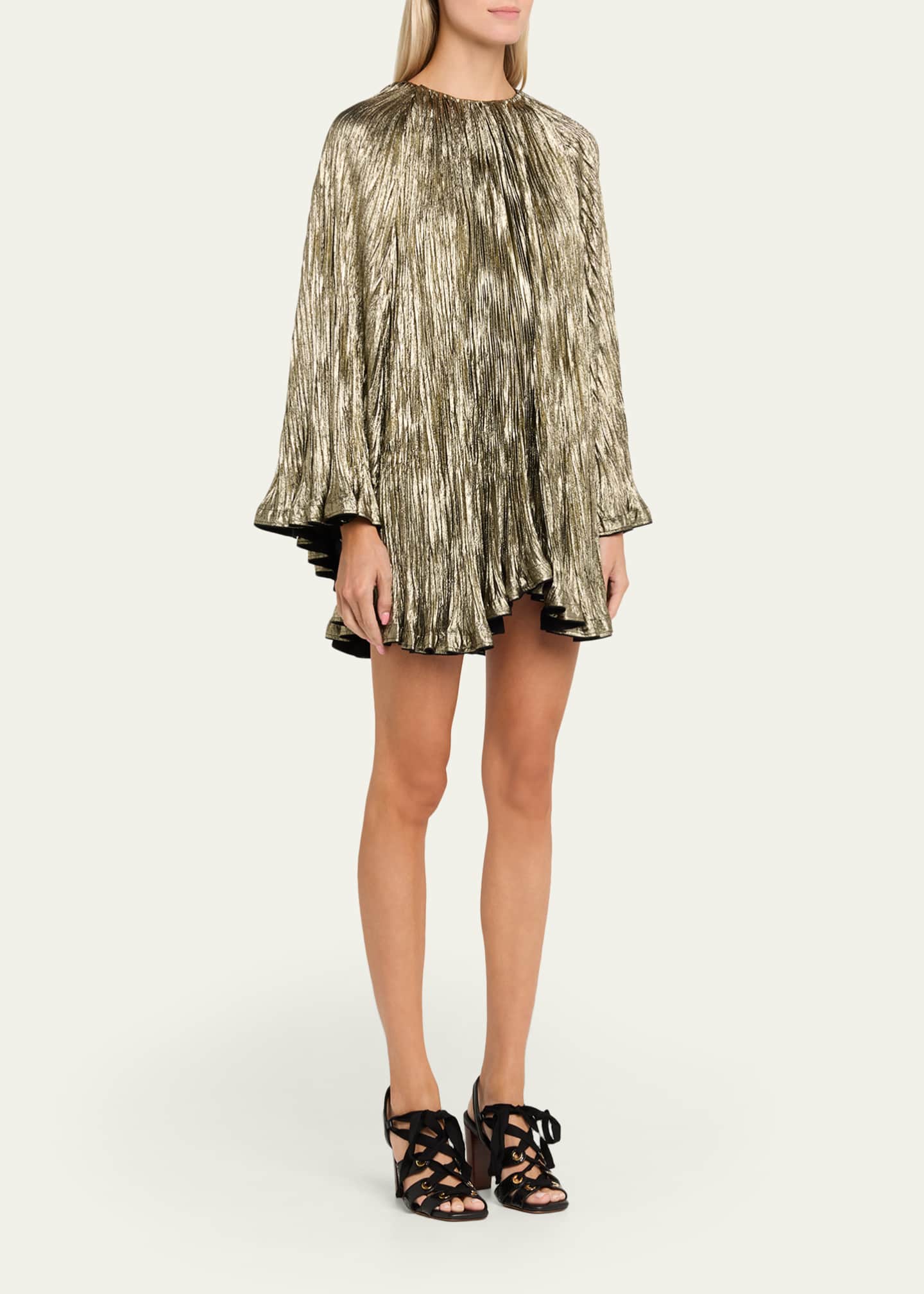 Ulla Johnson Claire Pleated Long Sleeve Mini Dress - Lumen