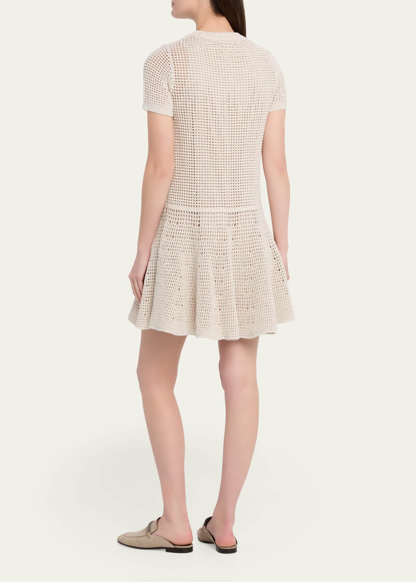 open knit mini dress Cream Floral Open Crochet Knit Mini Dress