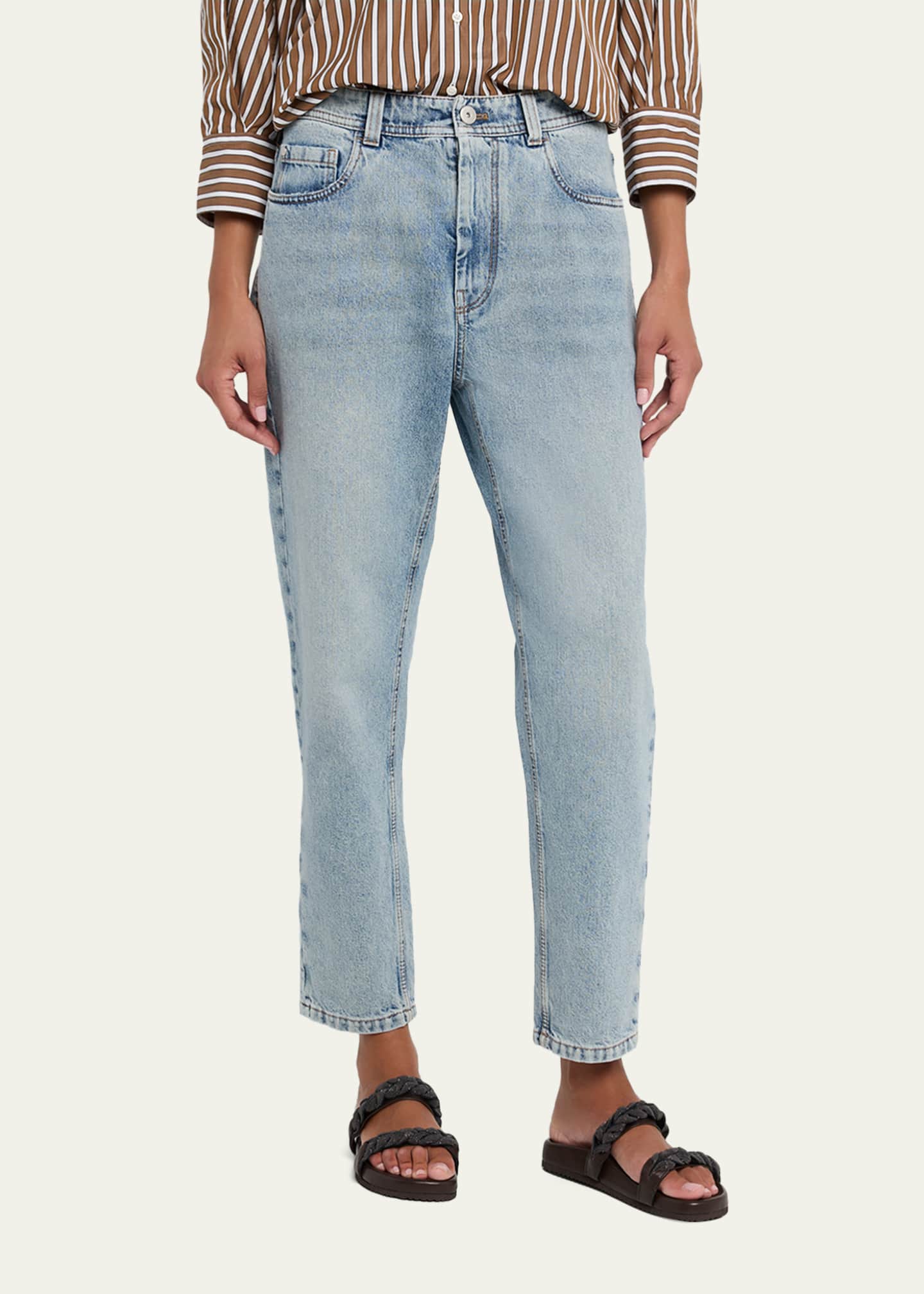 Brunello Cucinelli Authentic Denim Relaxed Tapered-Leg Ankle Jeans