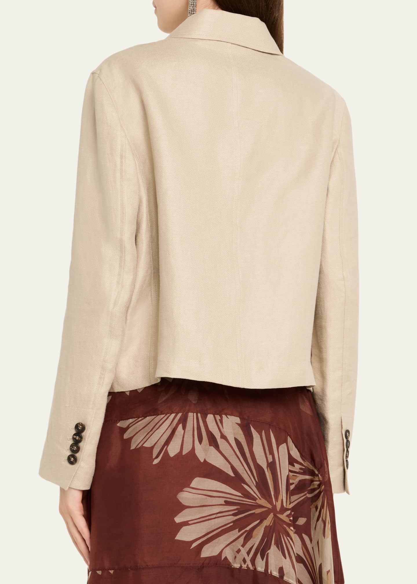 Brunello Cucinelli Structured Linen Twill Single-Breasted Shirt
