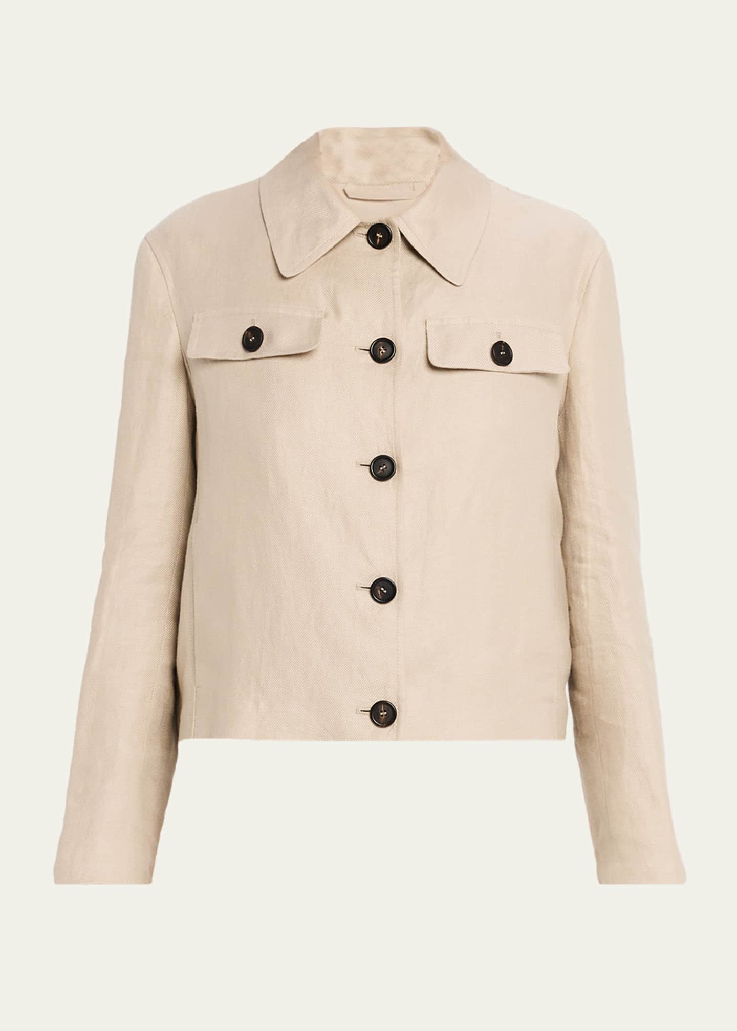 Brunello Cucinelli Structured Linen Twill Single-Breasted Shirt