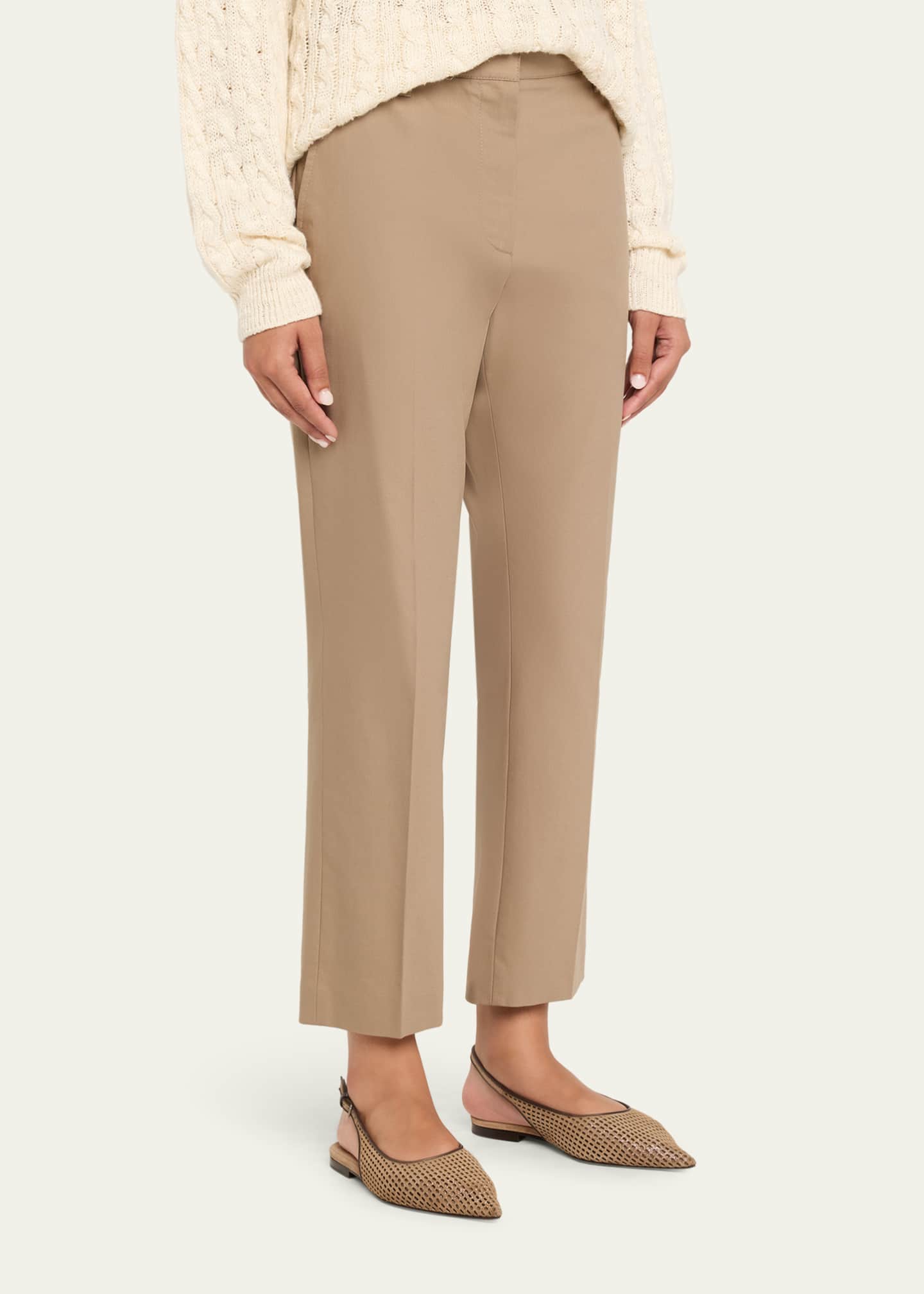 cigarette pants cotton Brunello Cucinelli Stretch Cotton Gabardine Crop Cigarette Pants