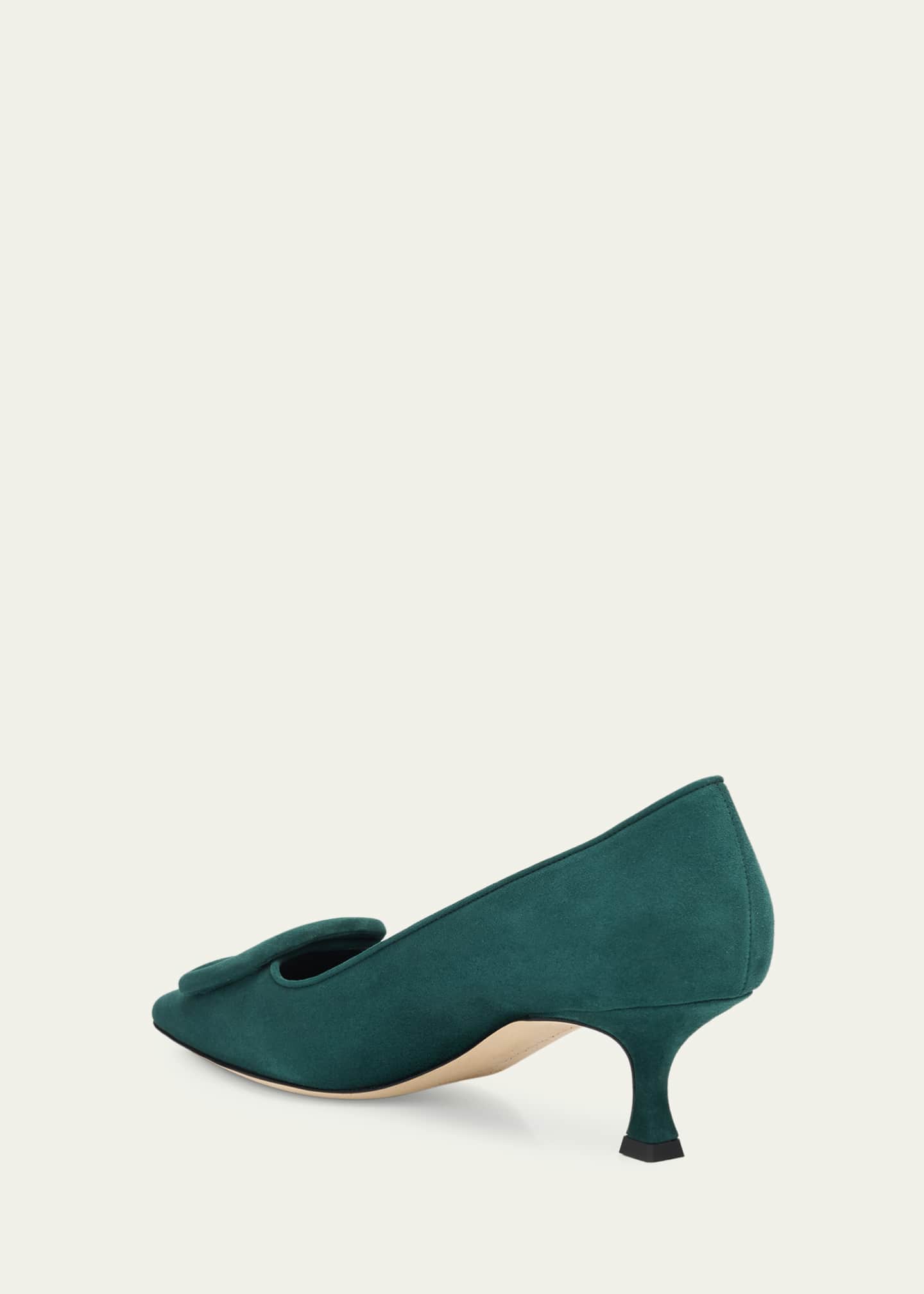 Manolo Blahnik 50mm Maysale Suede Buckle Pumps - Bergdorf Goodman