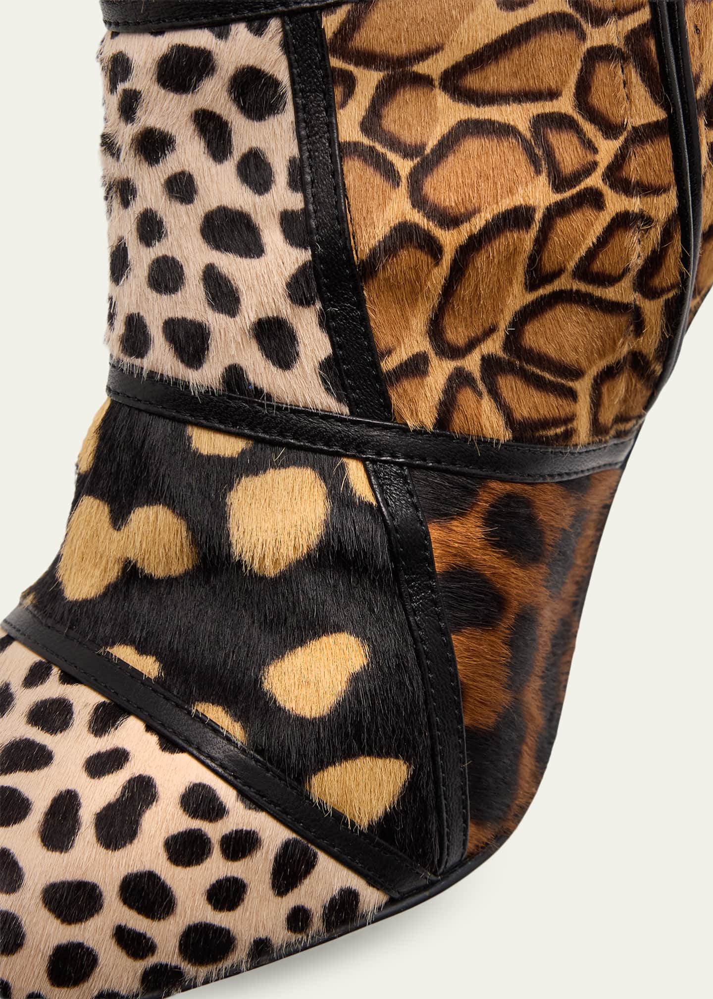 Manolo Blahnik 105mm Trulona Patchwork Calf Hair Booties