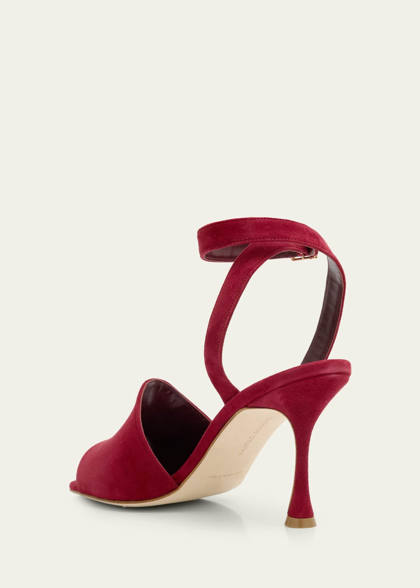 Manolo Blahnik 90mm Triananu Suede Ankle-Strap Sandals - Bergdorf