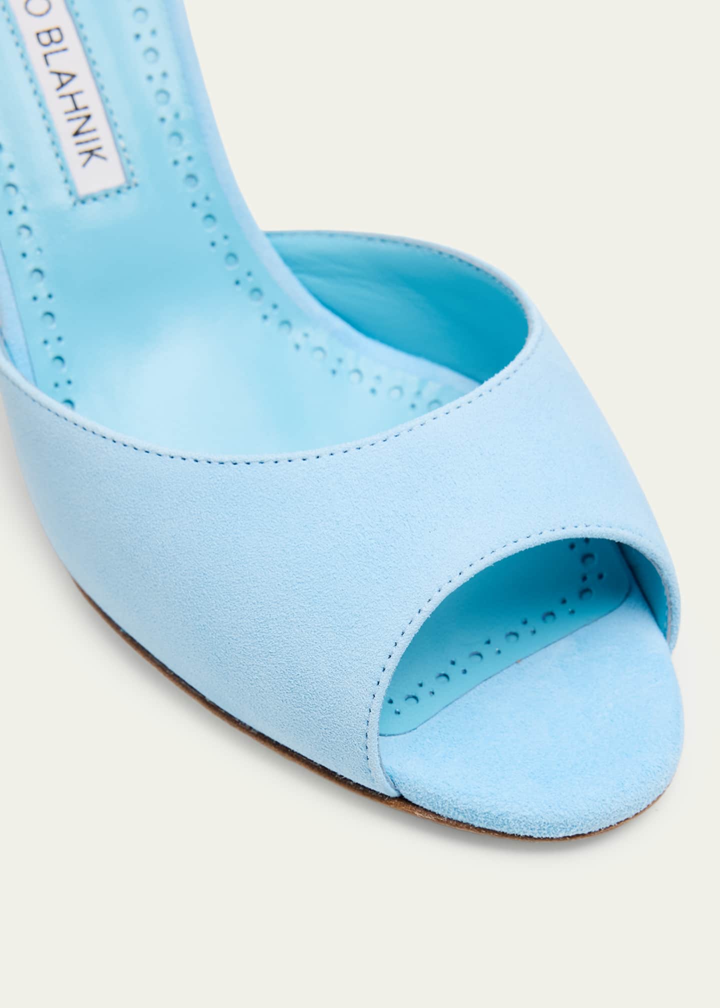 Manolo Blahnik 70mm Jadaron Suede Pedestal Mules - Bergdorf Goodman