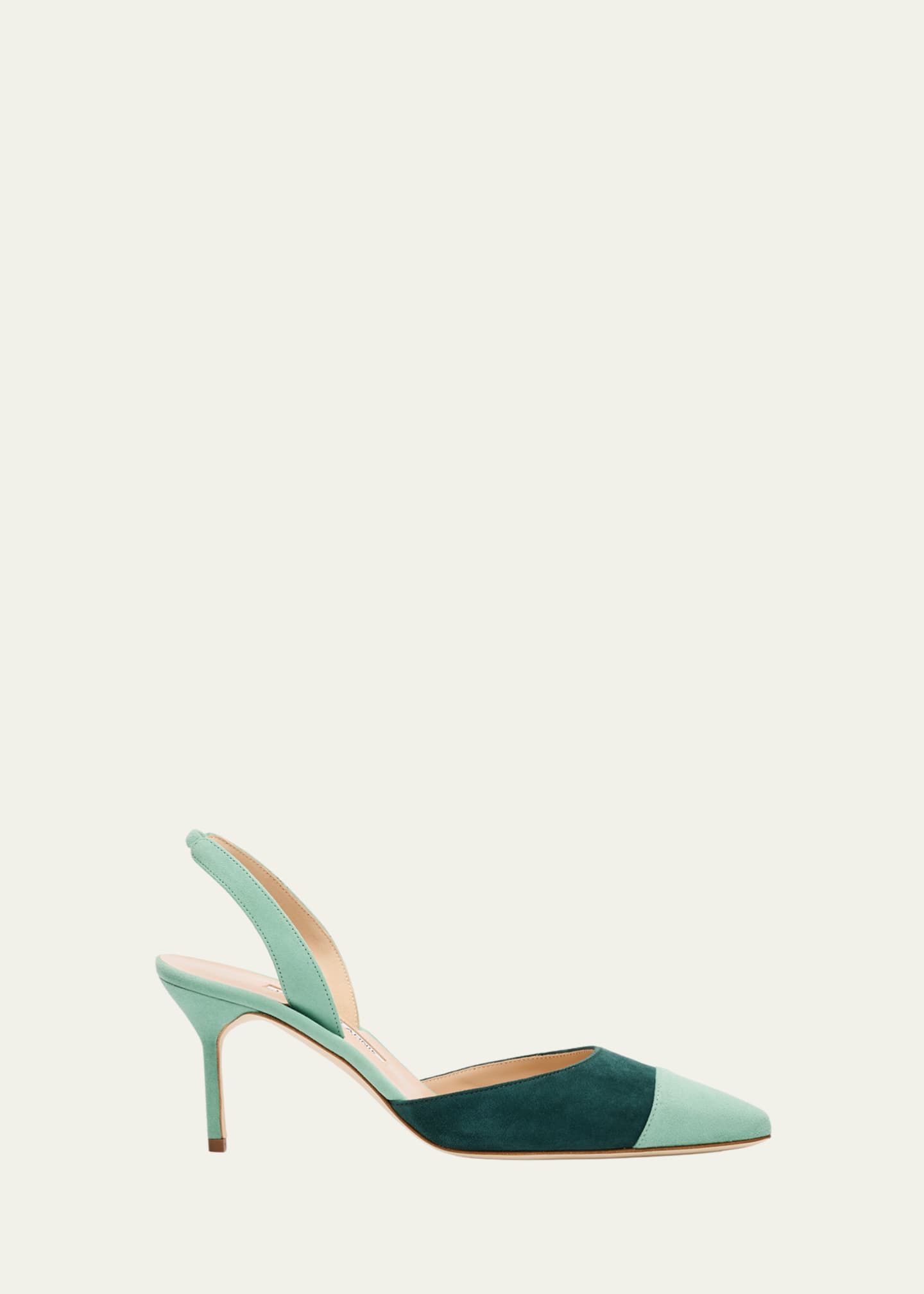Manolo Blahnik 70mm Capsli Bicolor Suede Pumps - Bergdorf Goodman