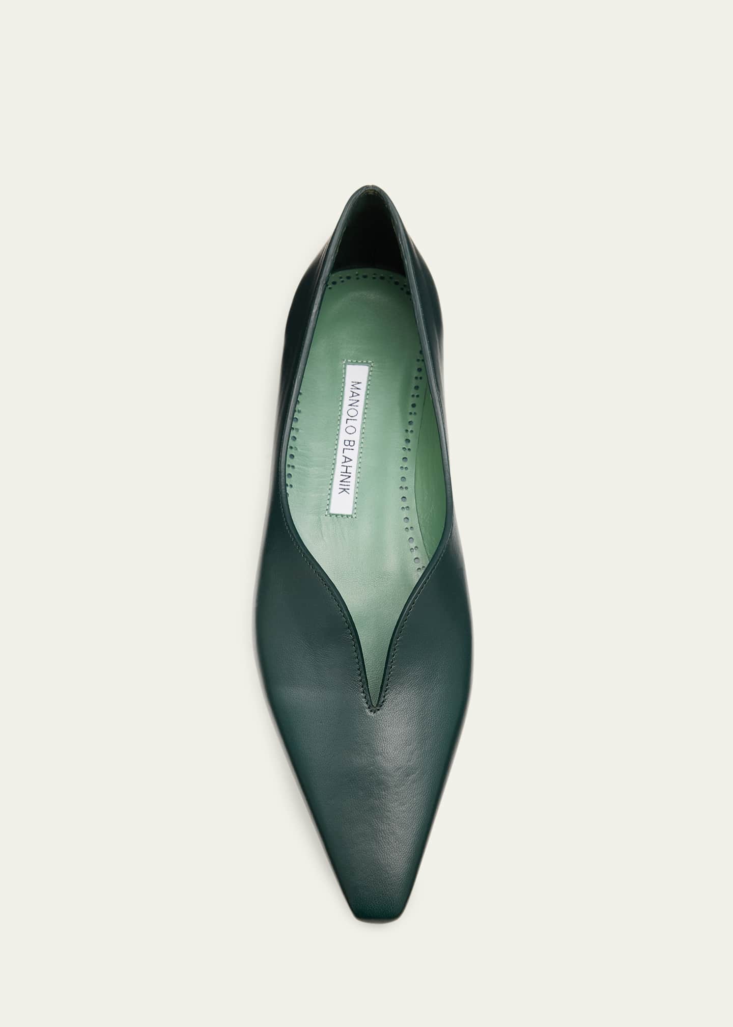 Manolo Blahnik Sonsoles Leather Snip-Toe Ballerina Flats