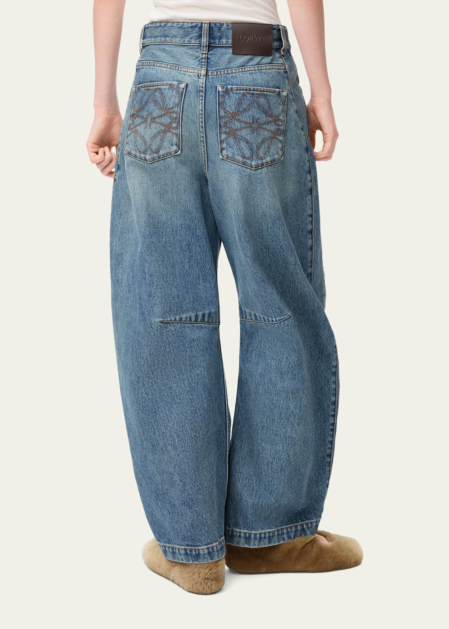 Loewe Mid-Rise Barrel-Leg Jeans - Bergdorf Goodman