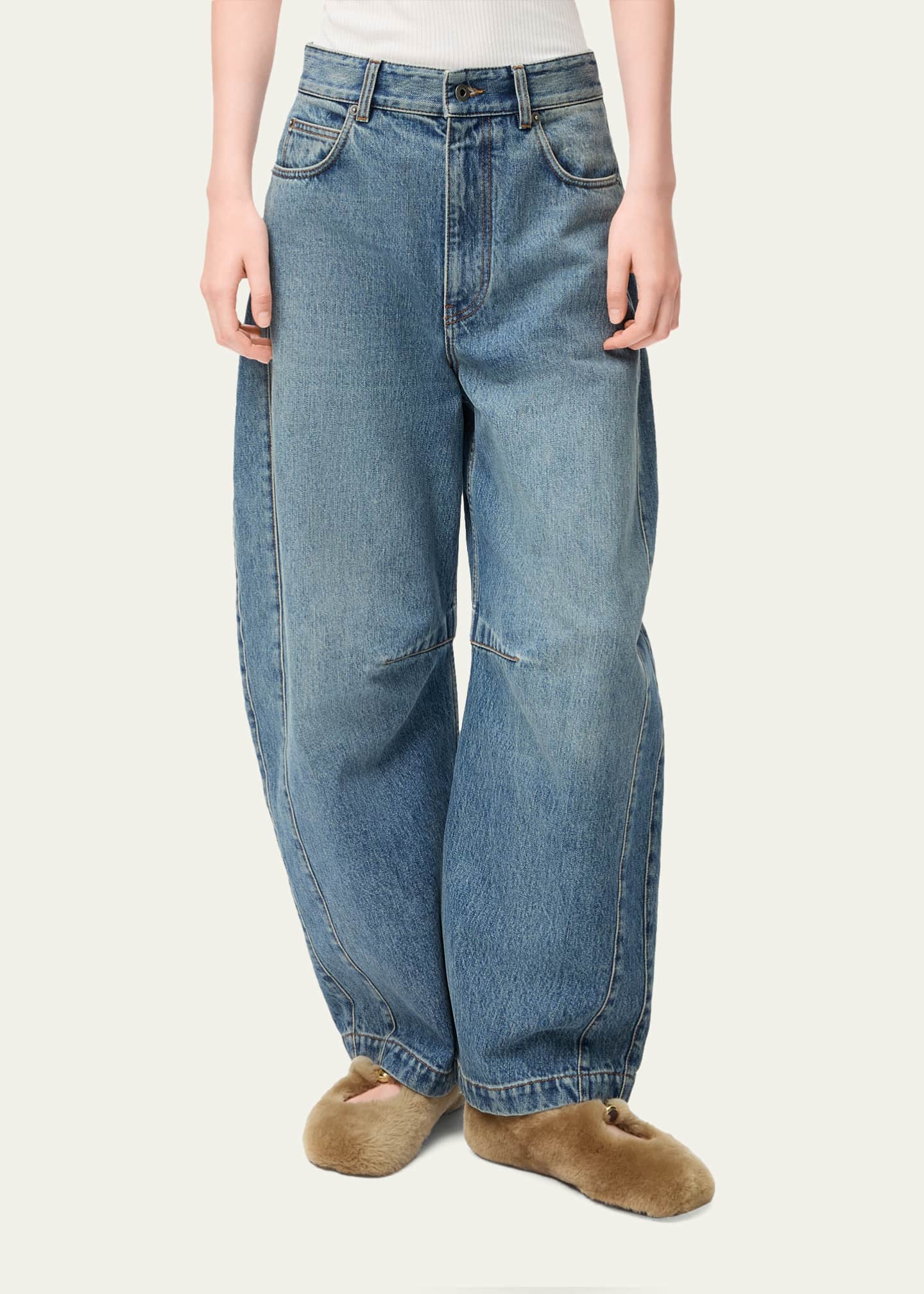 Loewe Mid-Rise Barrel-Leg Jeans - Bergdorf Goodman