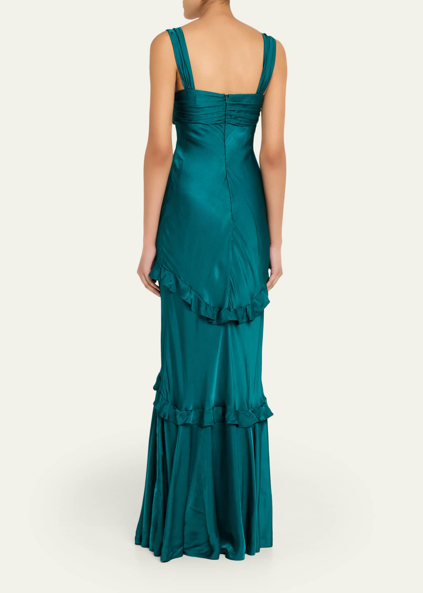 chinese dress ladies Selma Long Dress in Dark Teal  SALONI