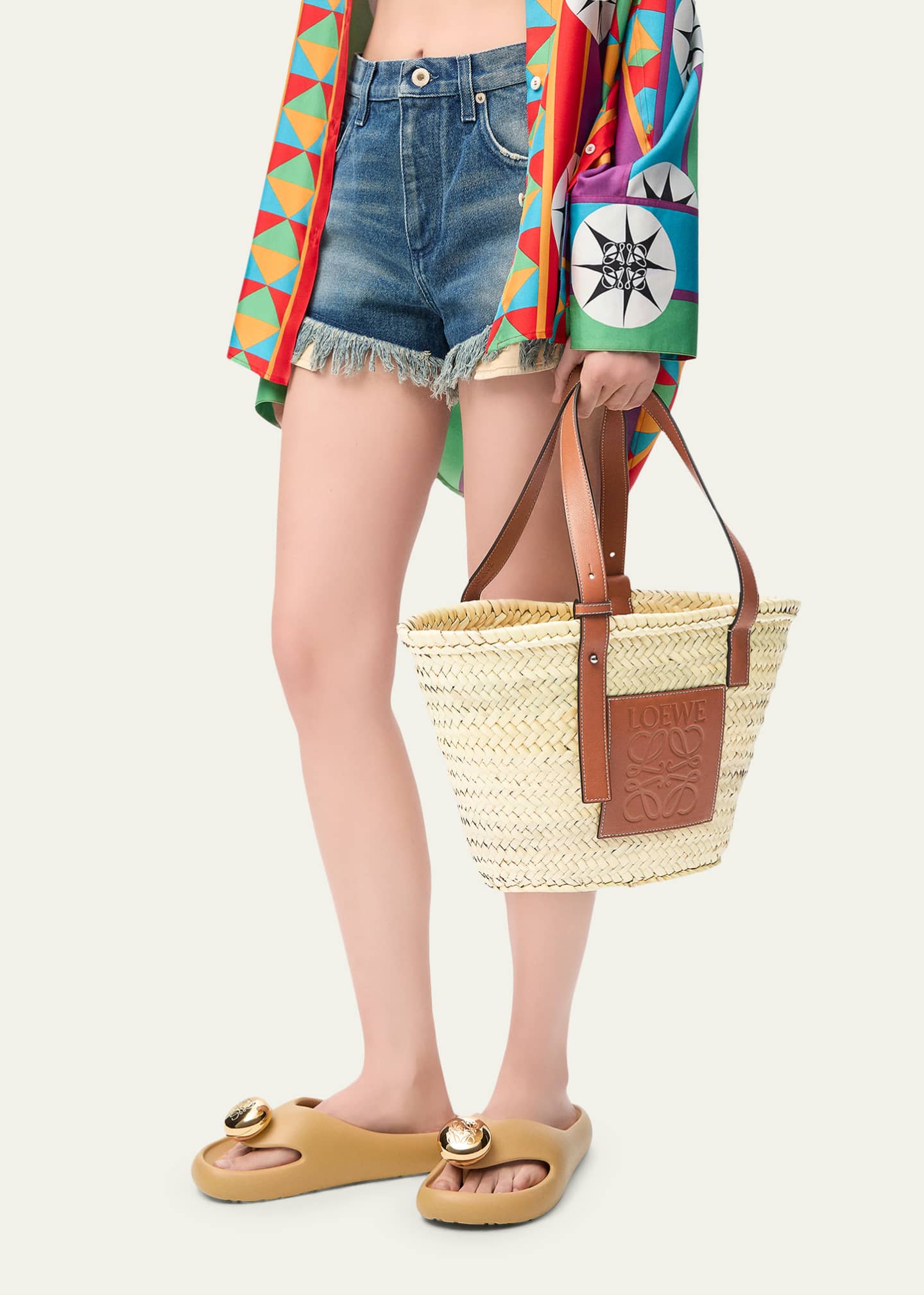 Basket Medium Woven Raffia Tote Bag