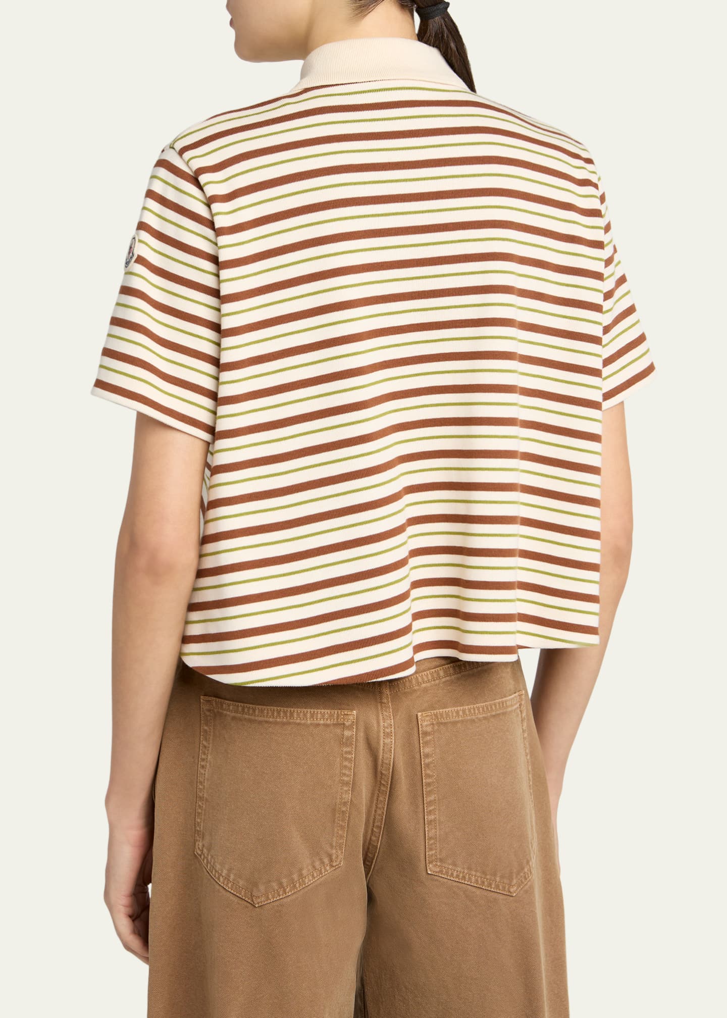 Moncler Lace-Up Stripe Polo Shirt - Bergdorf Goodman