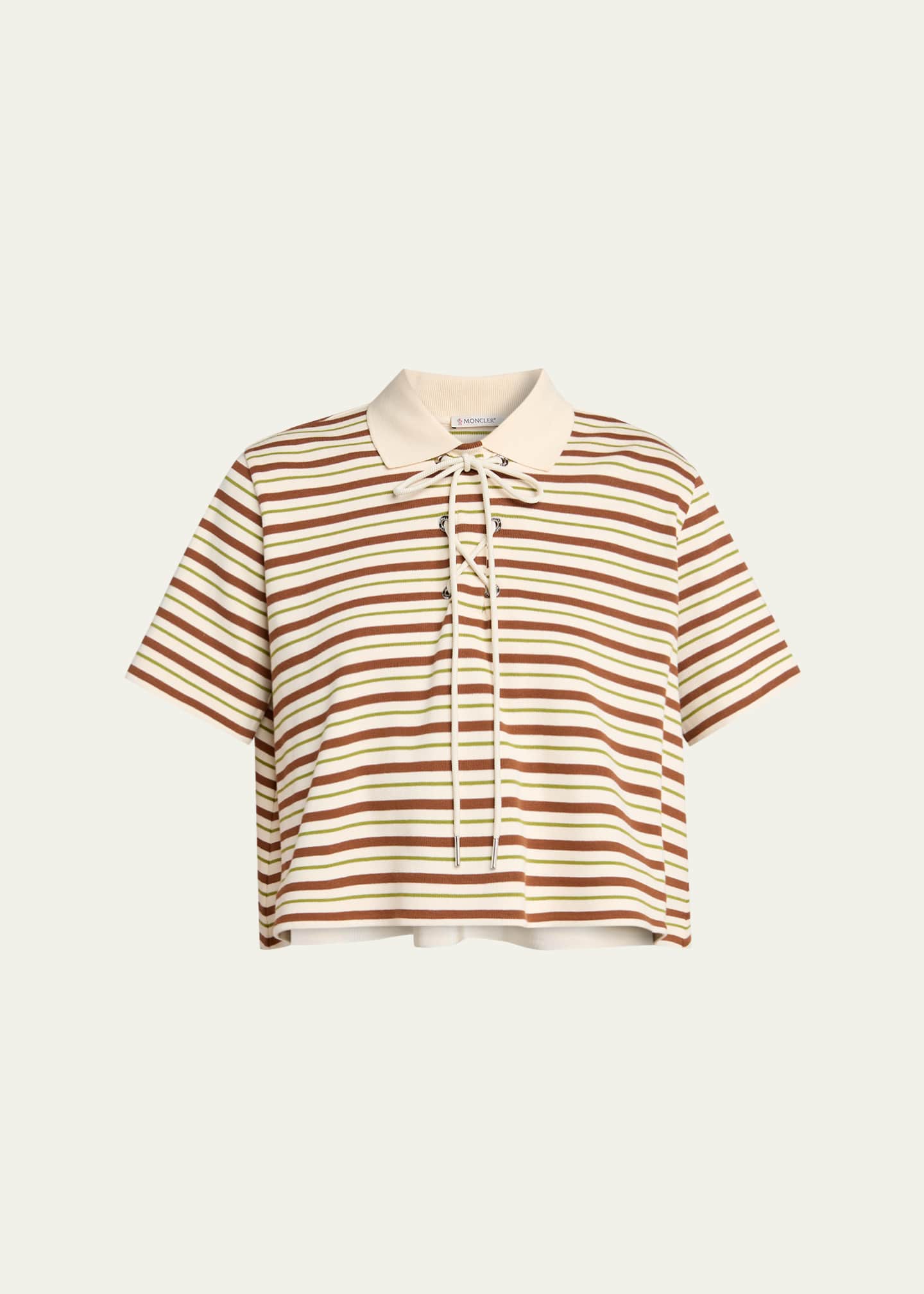 Moncler Lace-Up Stripe Polo Shirt - Bergdorf Goodman